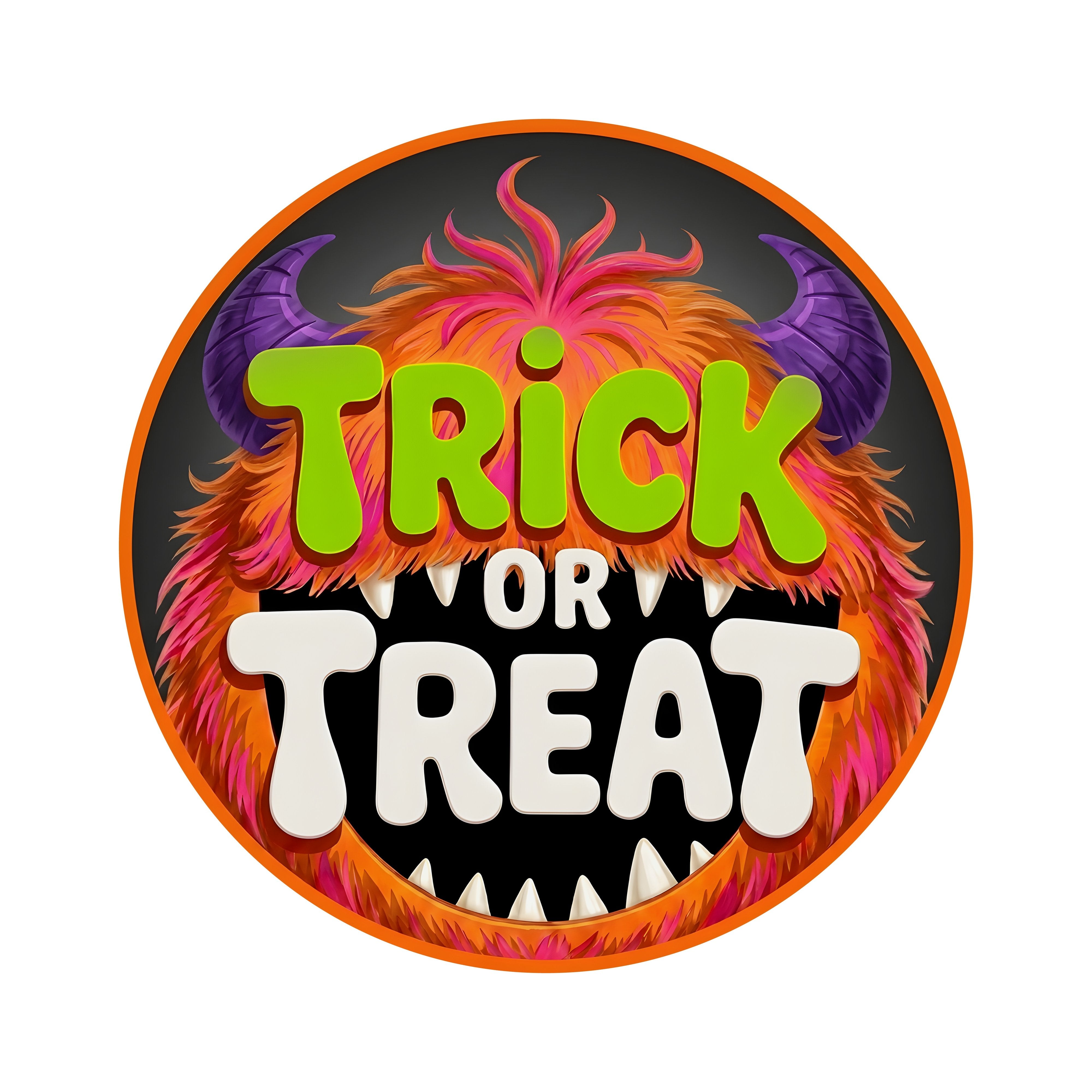 8.5" Round Waterproof Sign: Trick or Treat Halloween Monster Item Number: CD1391NH-085