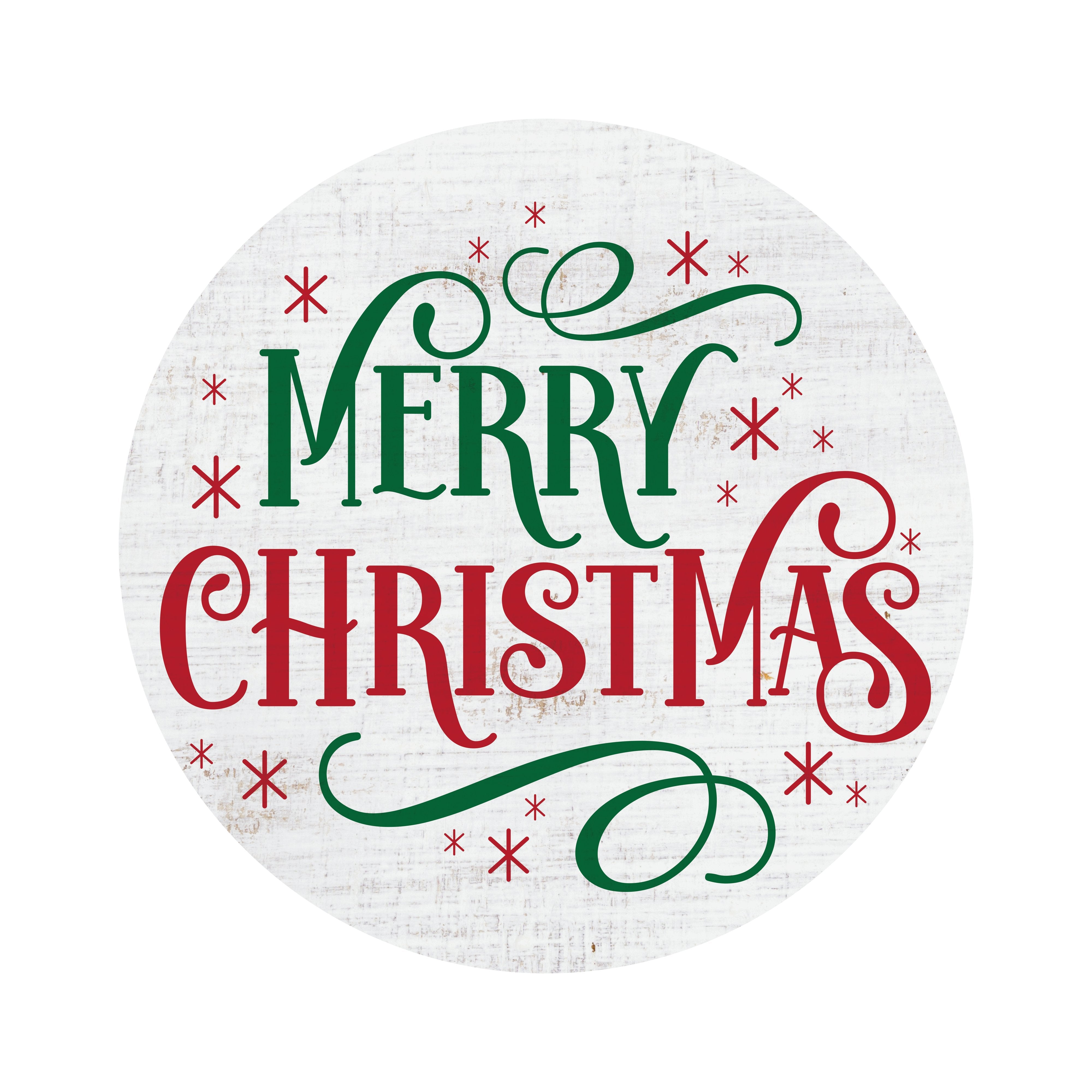 8.5" Round Waterproof Sign: White Wood Merry Christmas Item Number: CD1164NH-085