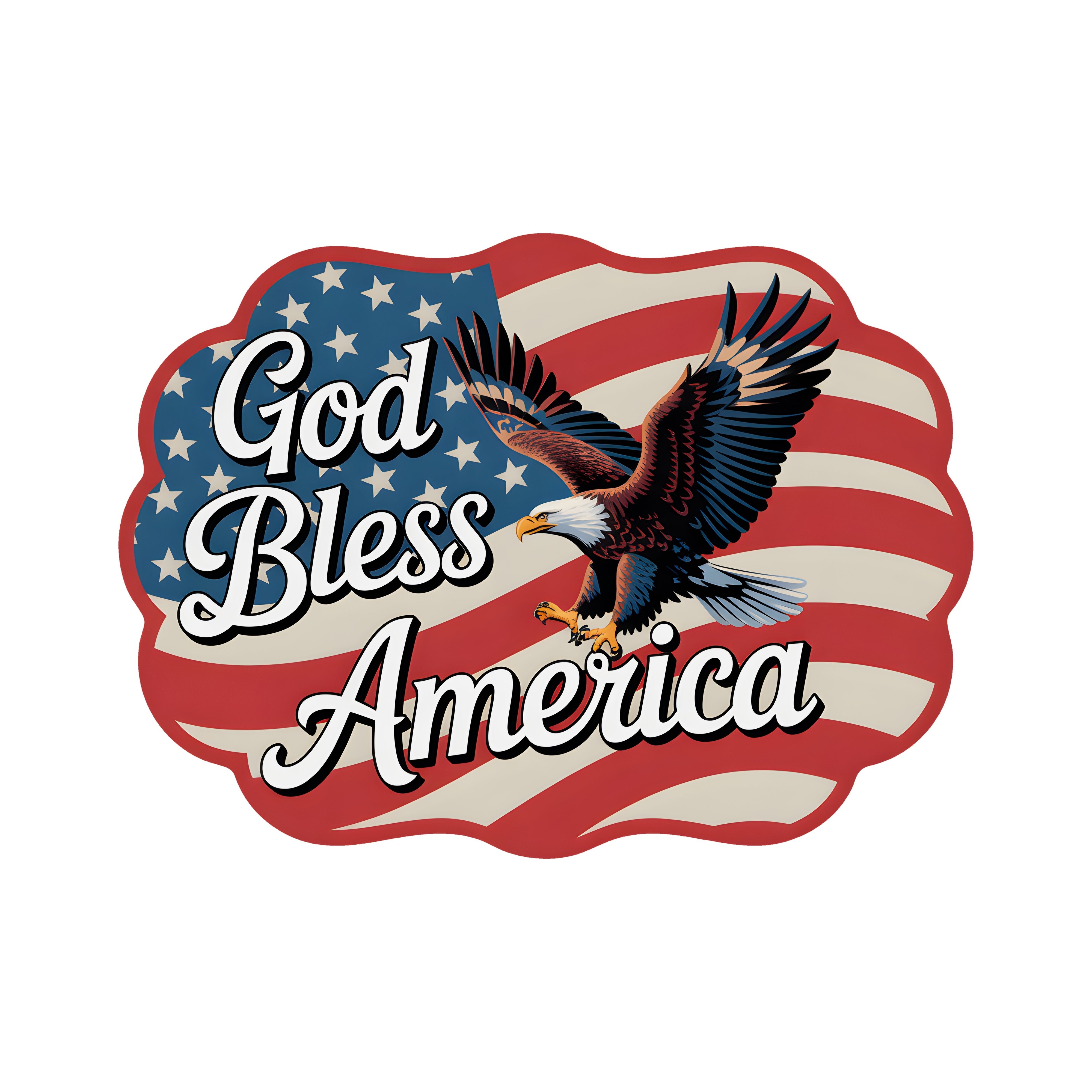 8.5" Scalloped Waterproof Sign: God Bless America Eagle and Flag Item Number: CD1207NH-085