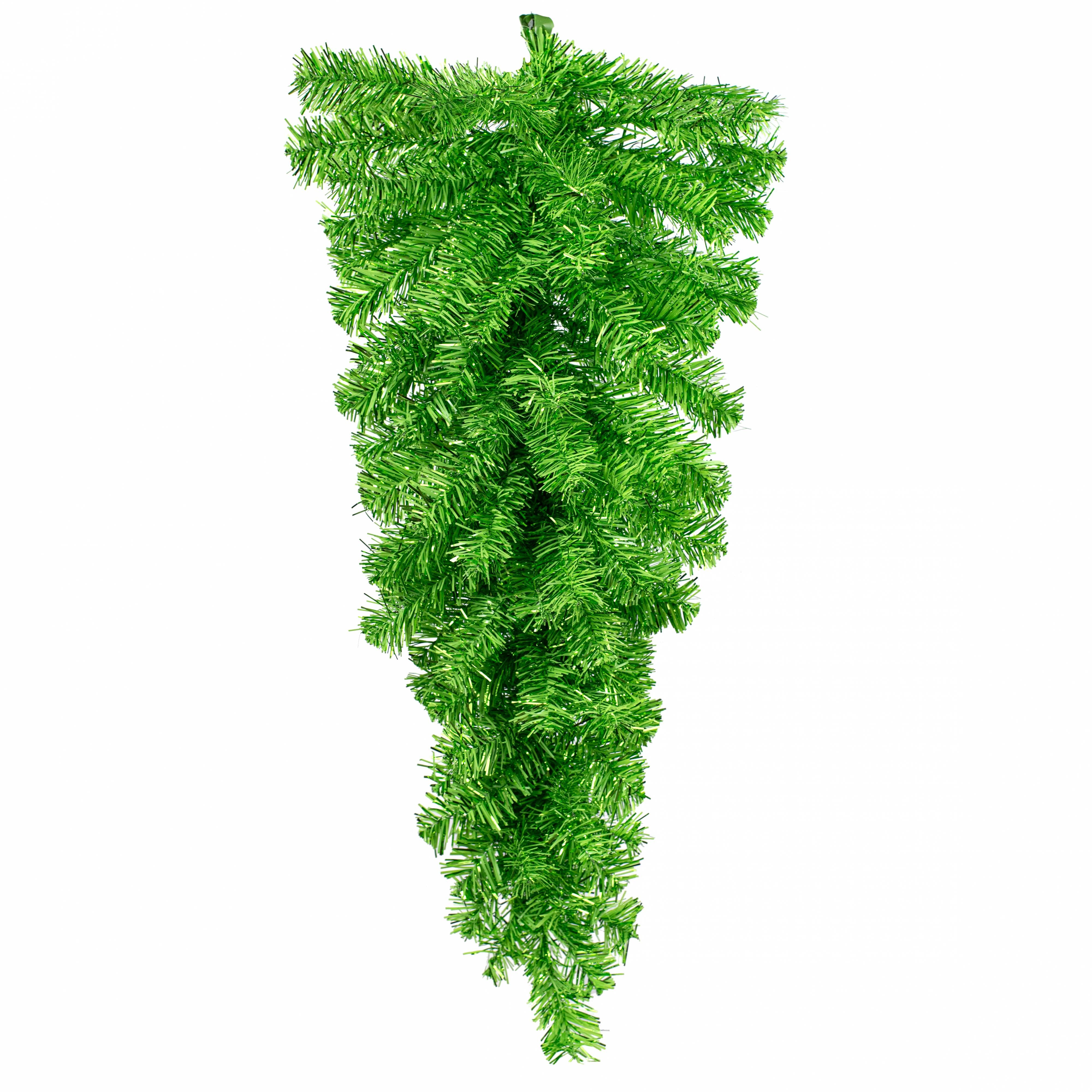 32" Pine Tinsel Teardrop Swag: Metallic Green
