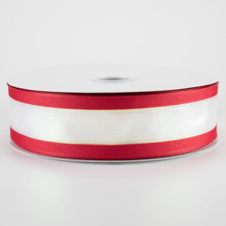 1.5" Super Iridescent Sheer with Grosgrain Edge Ribbon: Dark Red (50 Yards)
