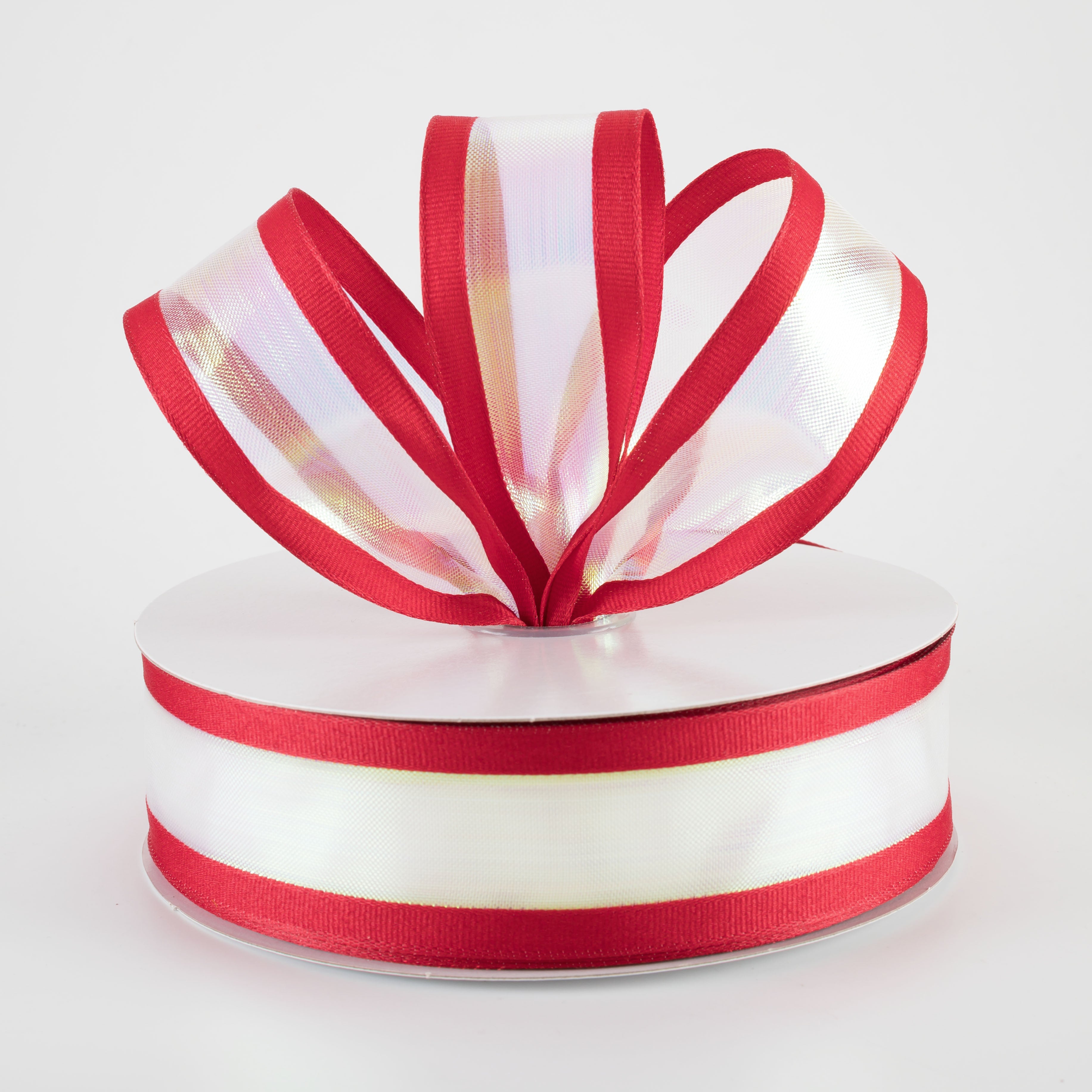 1.5" Super Iridescent Sheer with Grosgrain Edge Ribbon: Dark Red (50 Yards)