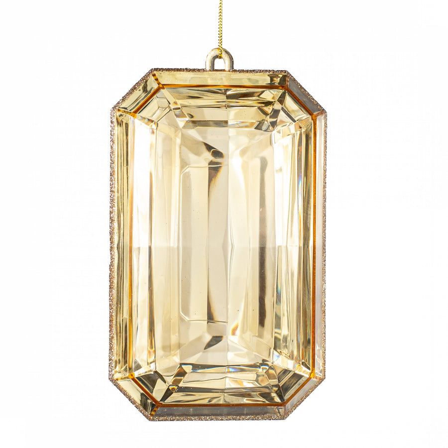 7.75" Tall Jewel Gem Ornament: Champagne Gold