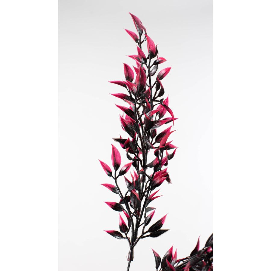 17" Halloween Leaf Bush: Fuchsia Pink & Black