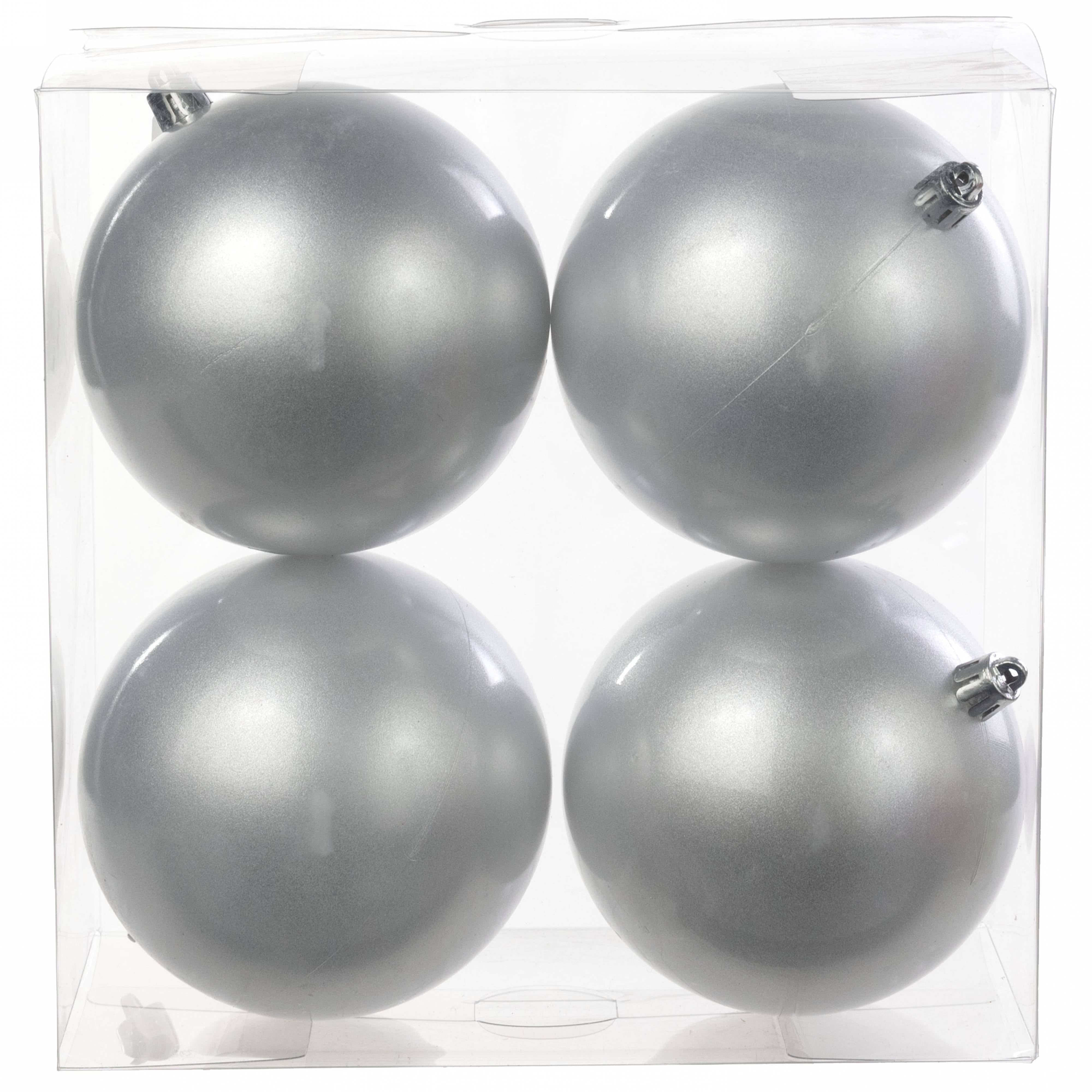 100MM Plastic Ball Ornament: Candy Apple Silver (Set of 4)