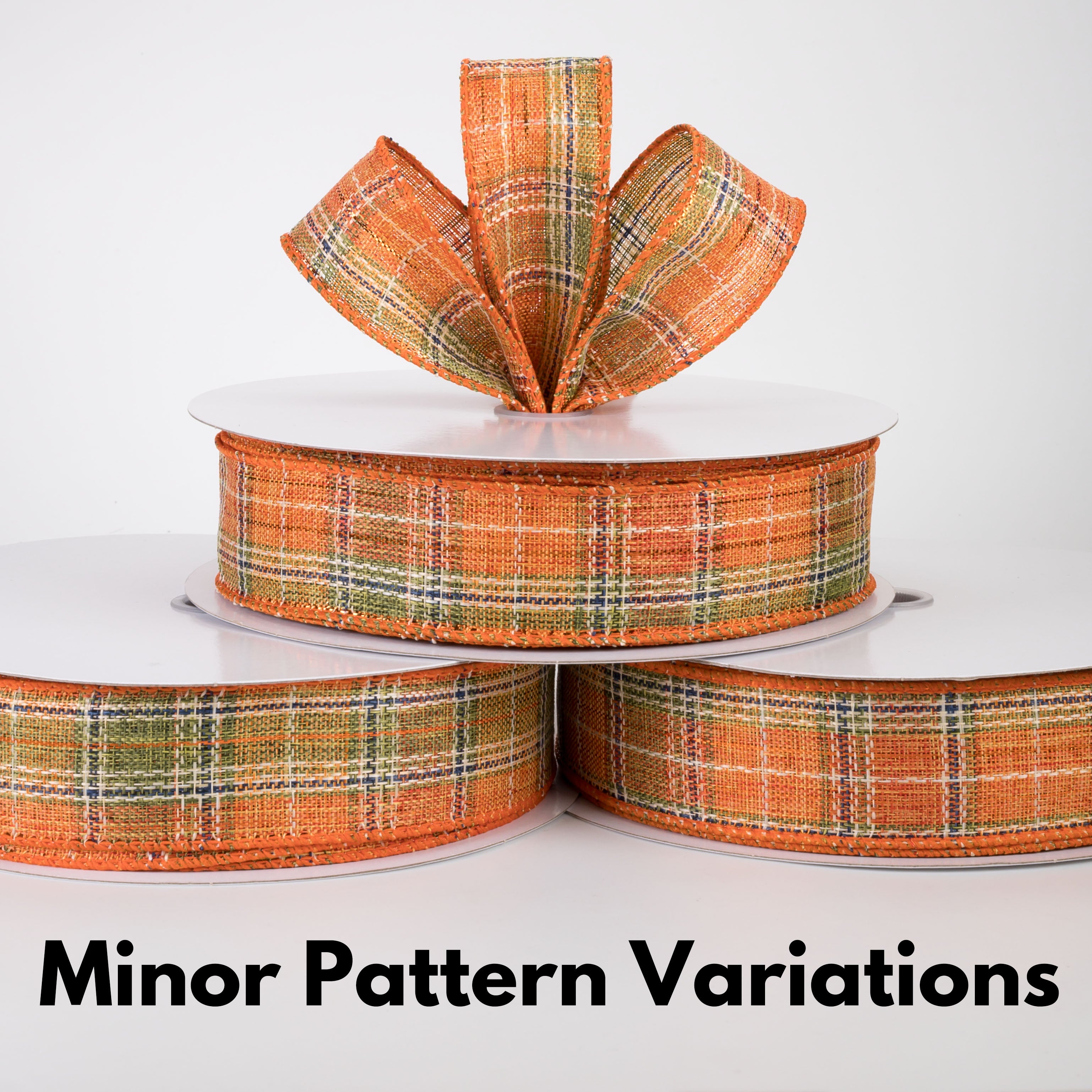 1.5" Coarse Weave Metallic Plaid Ribbon: Fall (50 Yards)