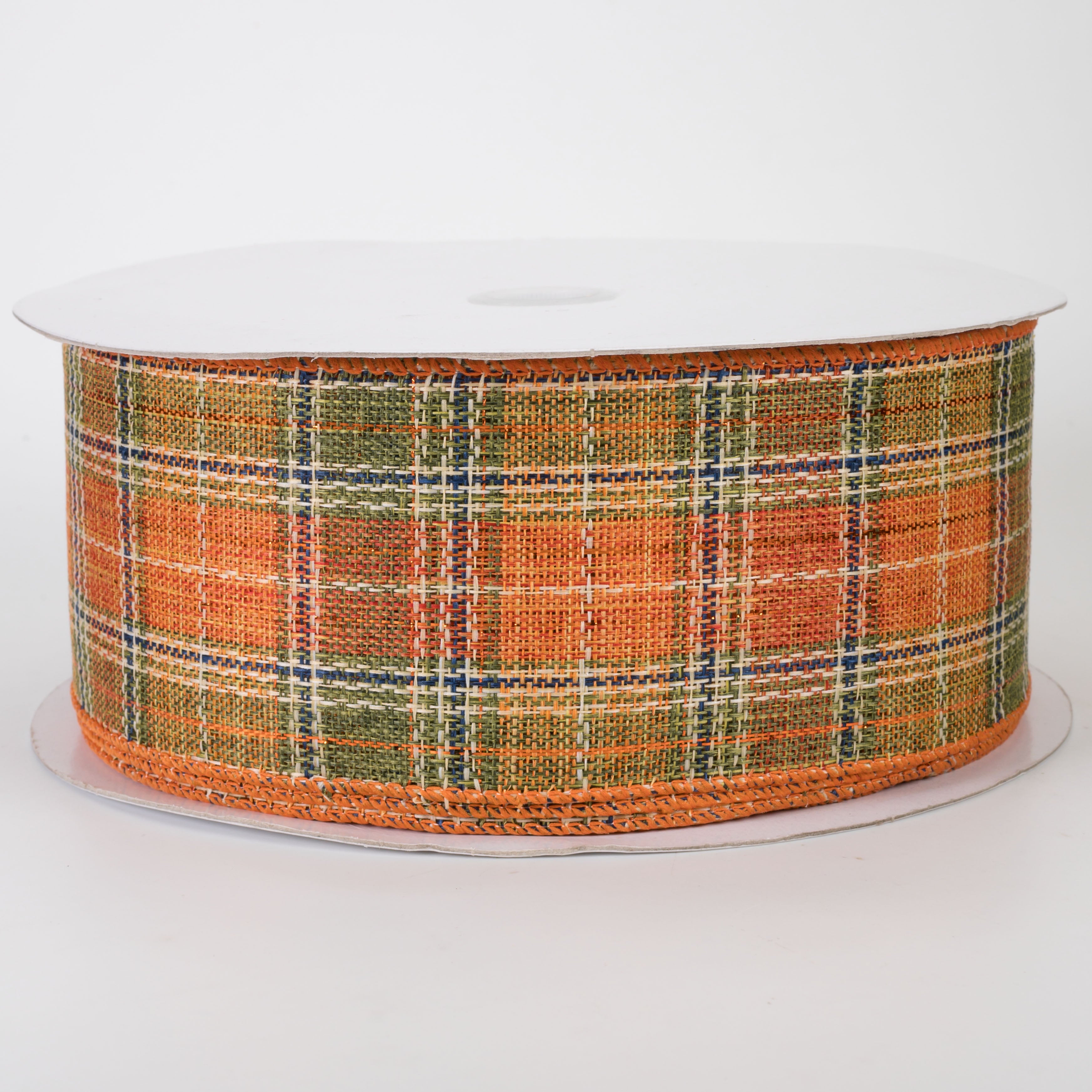 2.5" Coarse Weave Metallic Plaid Ribbon: Fall (50 Yards)