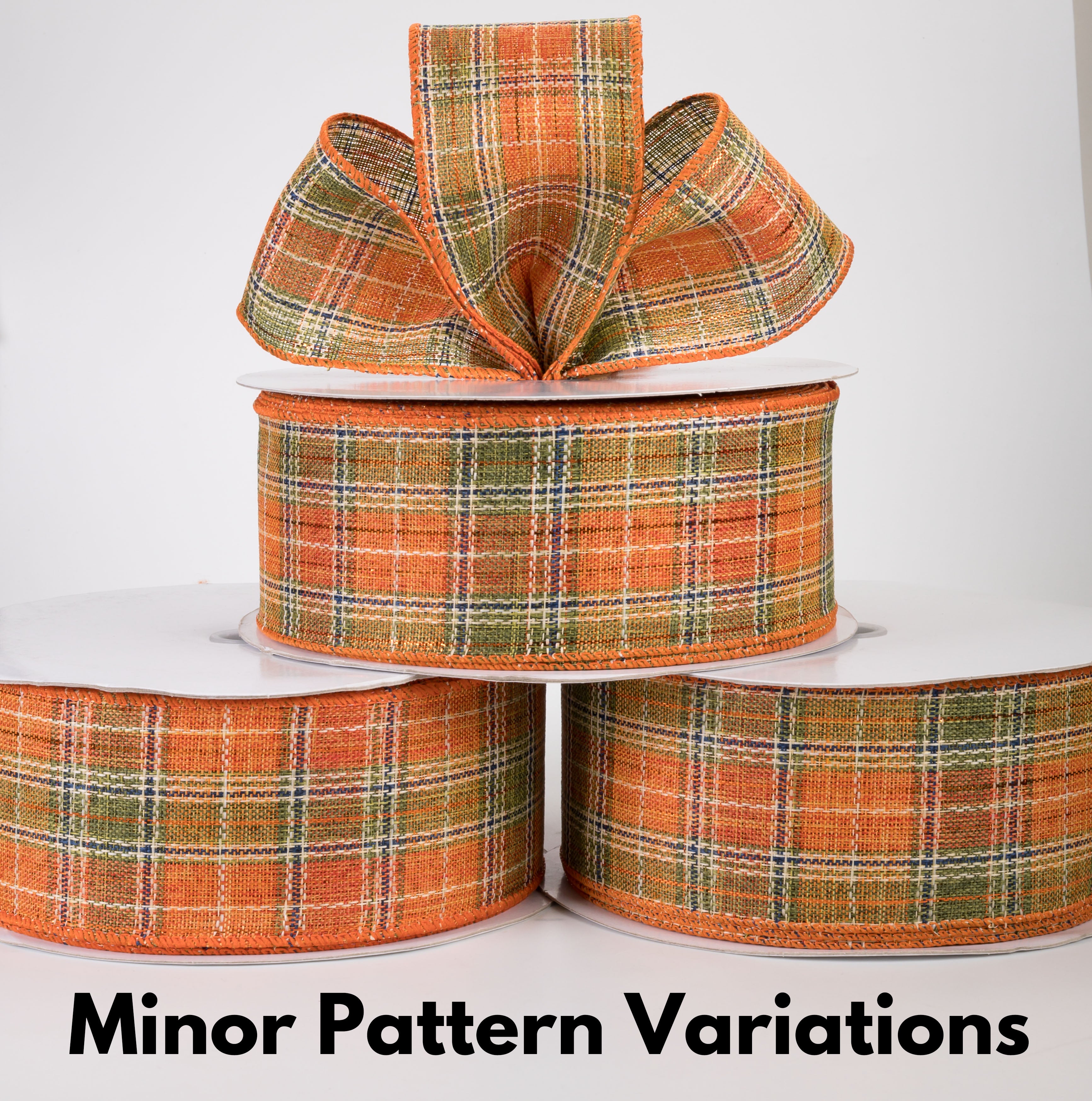 2.5" Coarse Weave Metallic Plaid Ribbon: Fall (50 Yards)