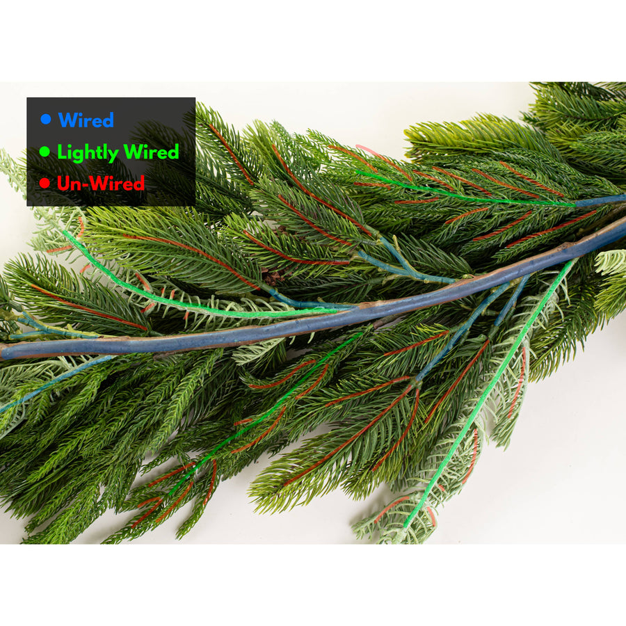 6' Deluxe Norfolk, Spruce & Juniper Cone Garland: Green