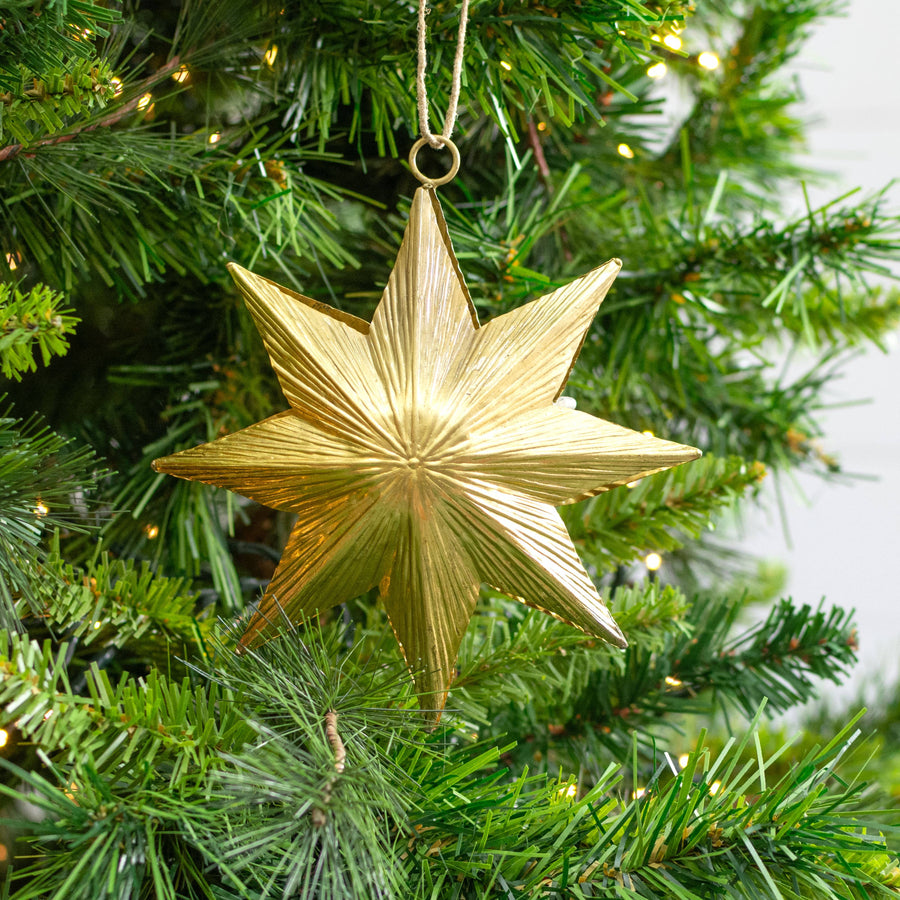 5.5" Hanging Star Ornament: Antique Gold