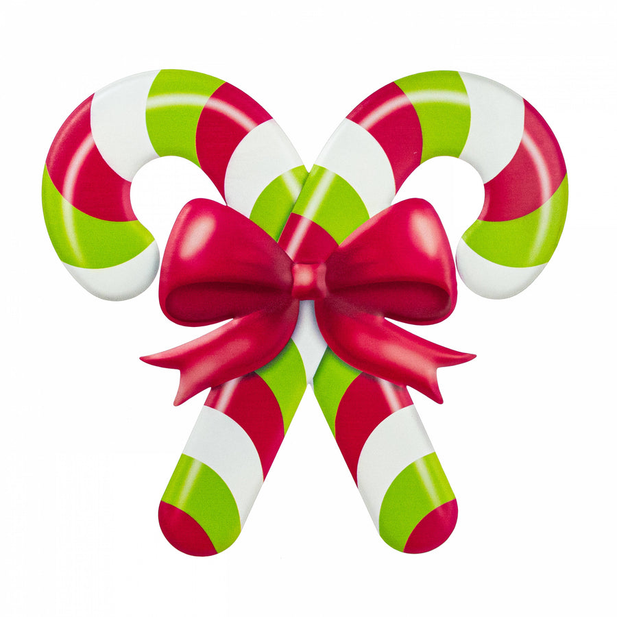 13" Metal Embossed Hanger: Red, White & Green Candy Canes