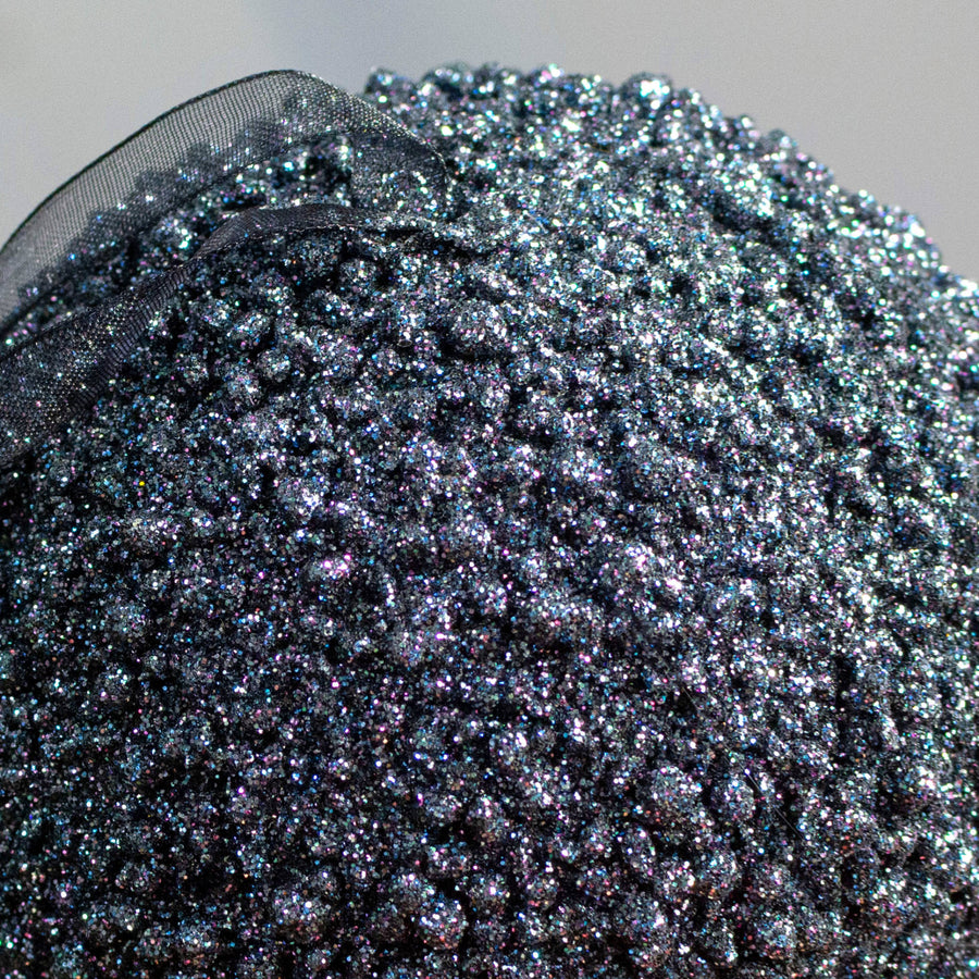 4" Iridescent Glitter Ball Ornament: Dark Navy Blue (Box of 4)