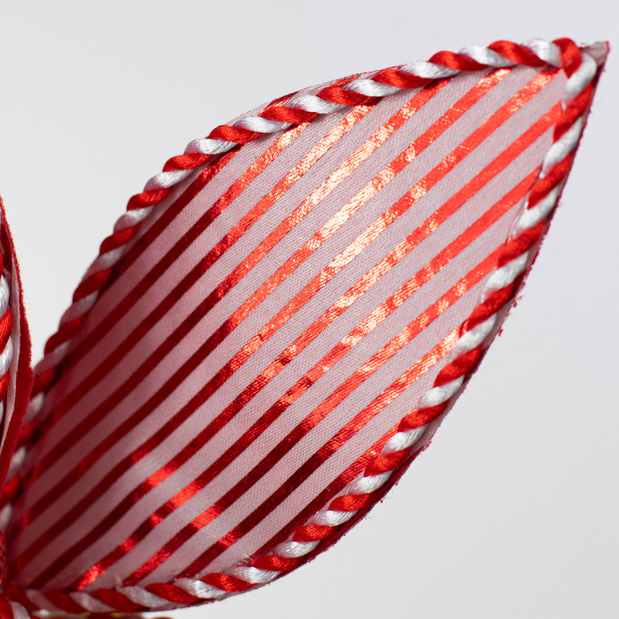 22" Metallic Peppermint Poinsettia Stem