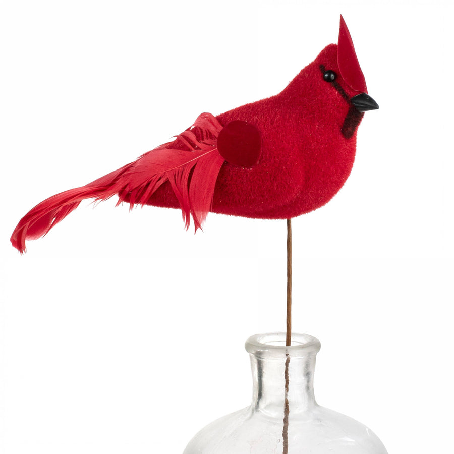 16" Feathered Flocked Cardinal Pick