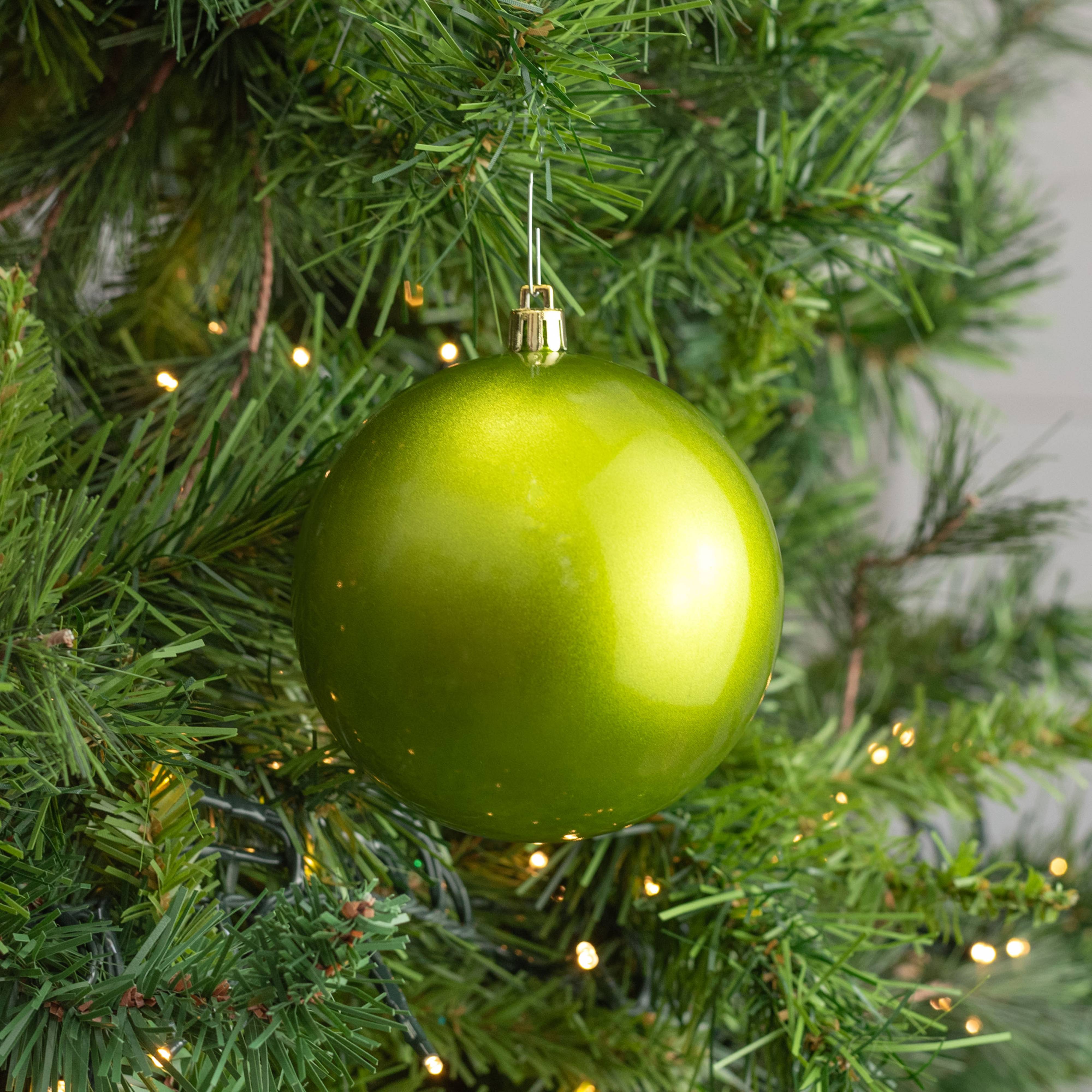 100MM Plastic Ball Ornament: Candy Apple Green (Set of 4)