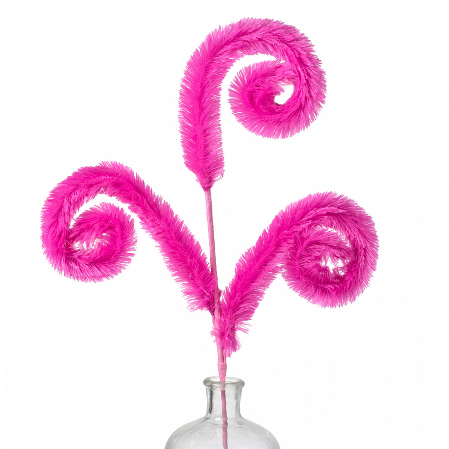 28" Furry Curly Spray: Fuchsia Hot Pink