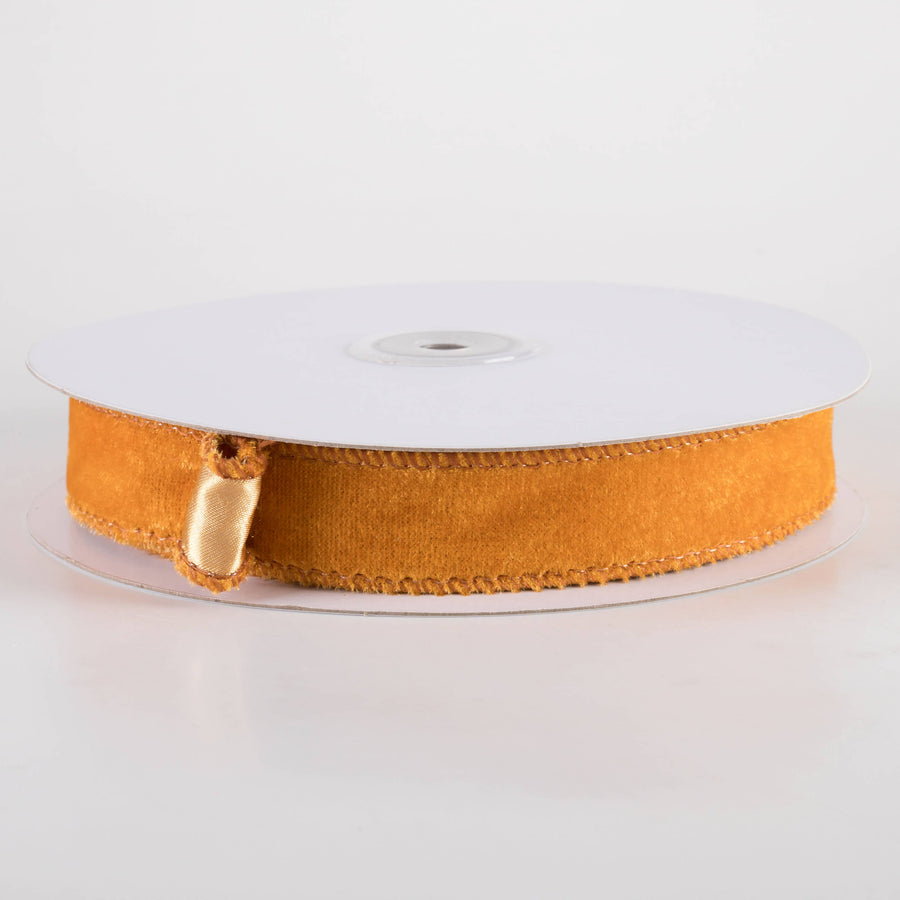 7/8" Deluxe Velvet Satin Backing Ribbon: Antique Gold  (10 Yards)