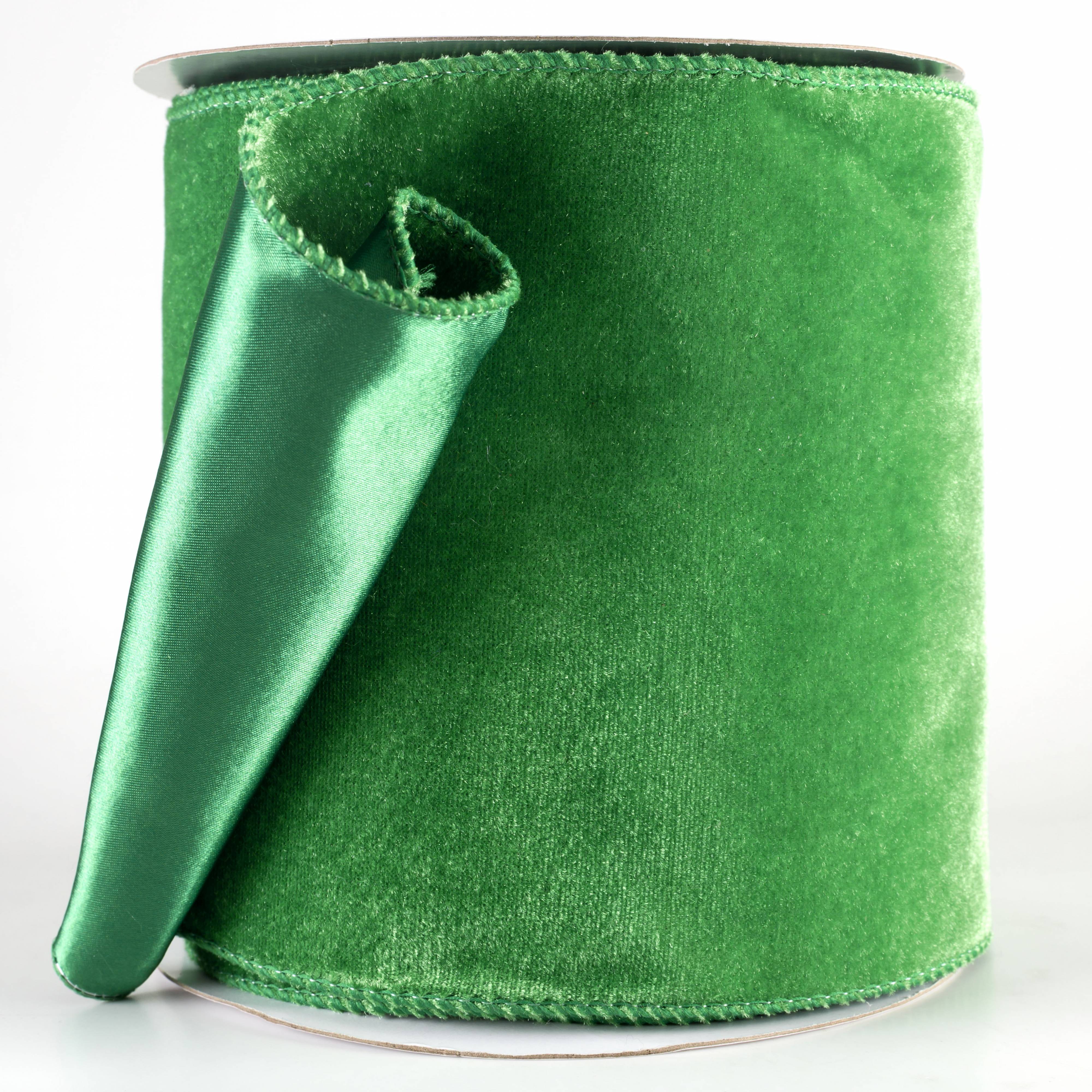 6" Deluxe Velvet Satin Backing Ribbon: Emerald Green (10 Yards)