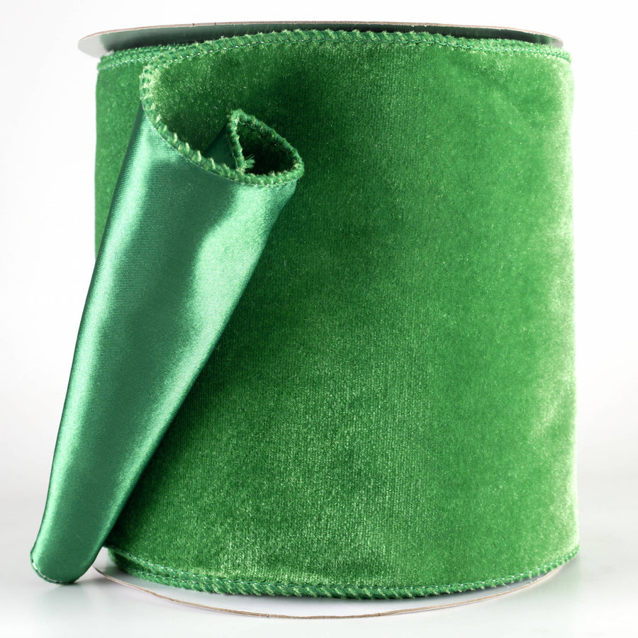 6" Deluxe Velvet Satin Backing Ribbon: Emerald Green (10 Yards)
