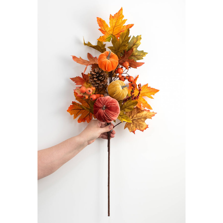 30" Maple Leaves, Pinecones & Fall Pumpkins Spray