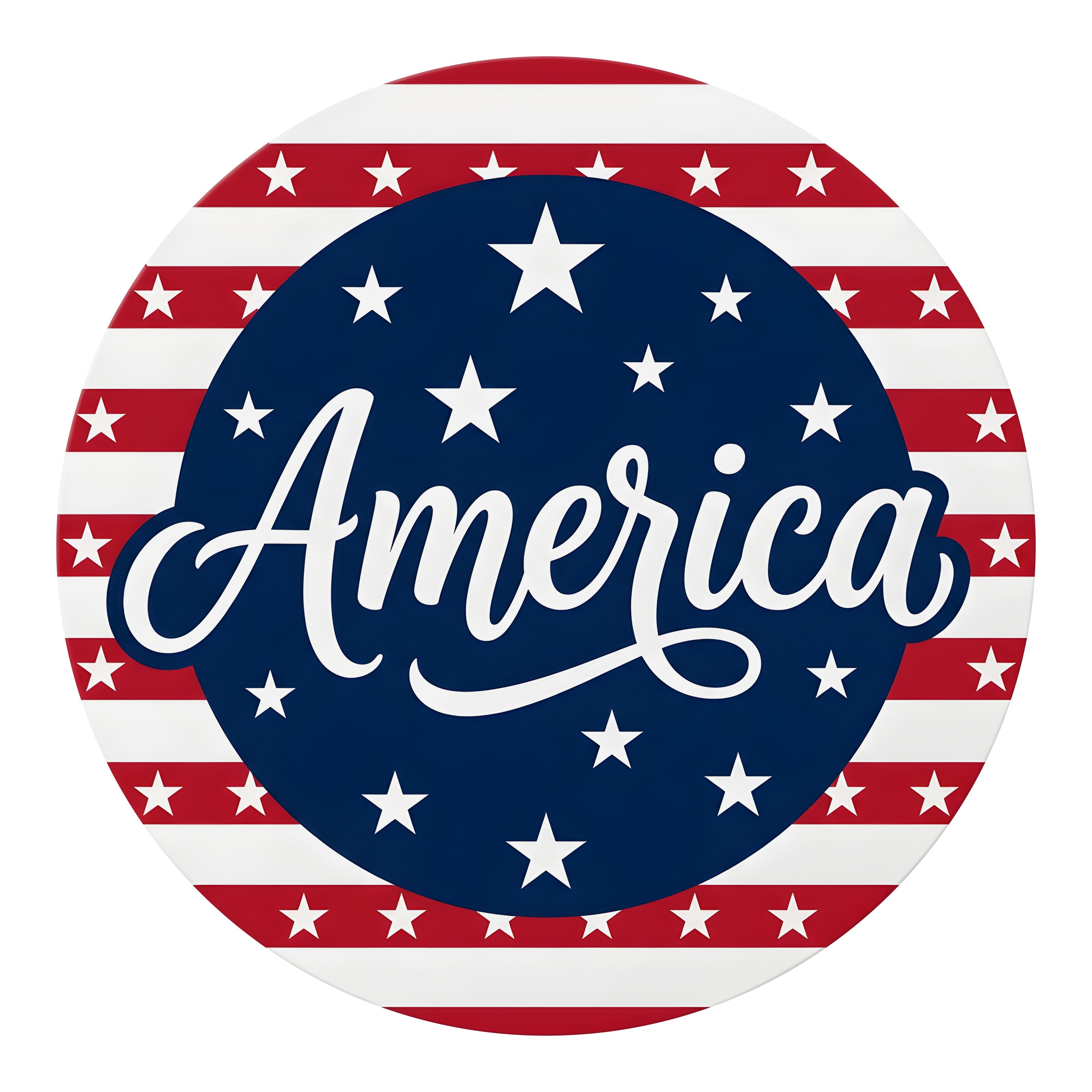 9.4" Round Waterproof Sign: America Patriotic Stars and Stripes Item Number: CD1433NH-094