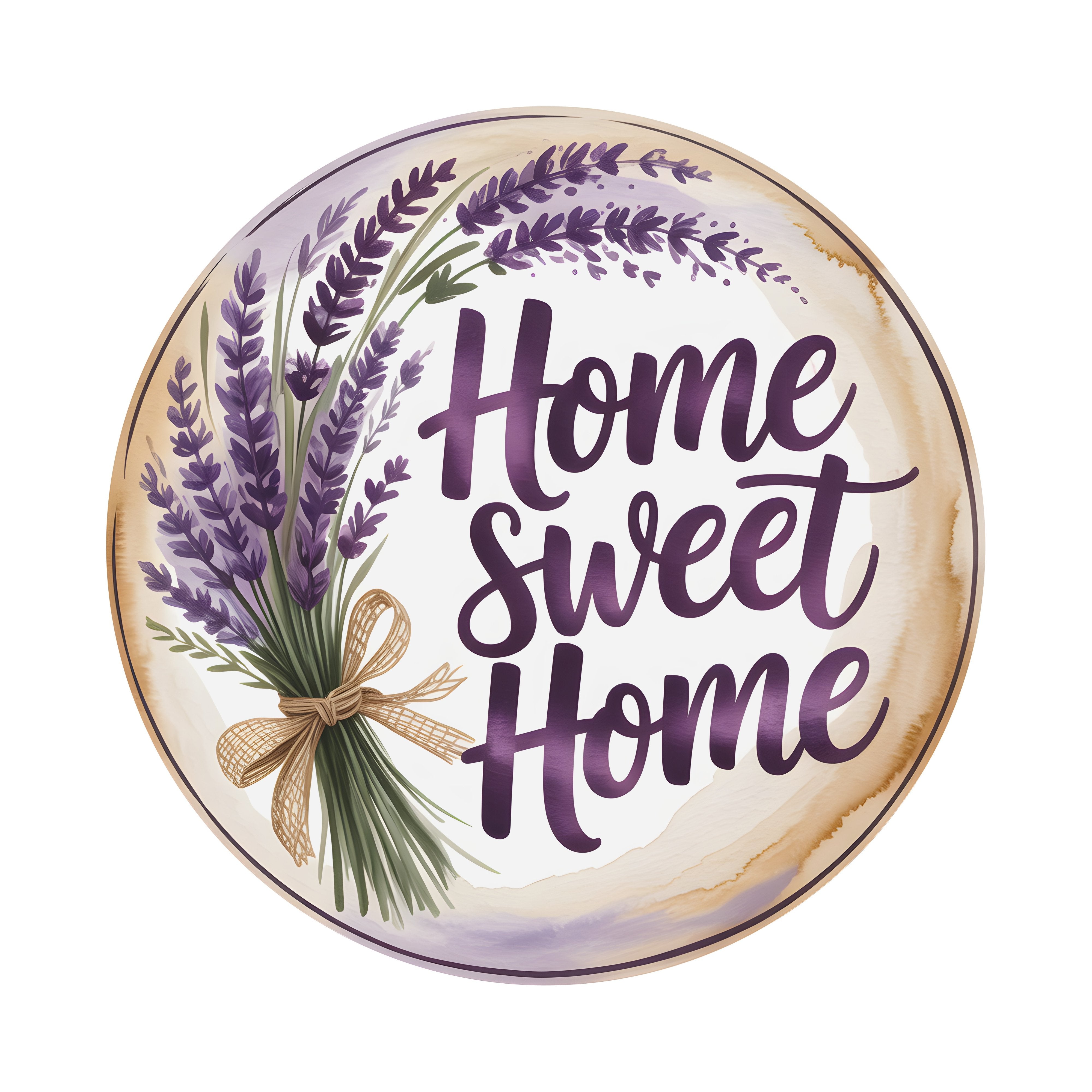 9.4" Round Waterproof Sign: Home Sweet Home Lavender Bouquet Item Number: CD1314NH-094