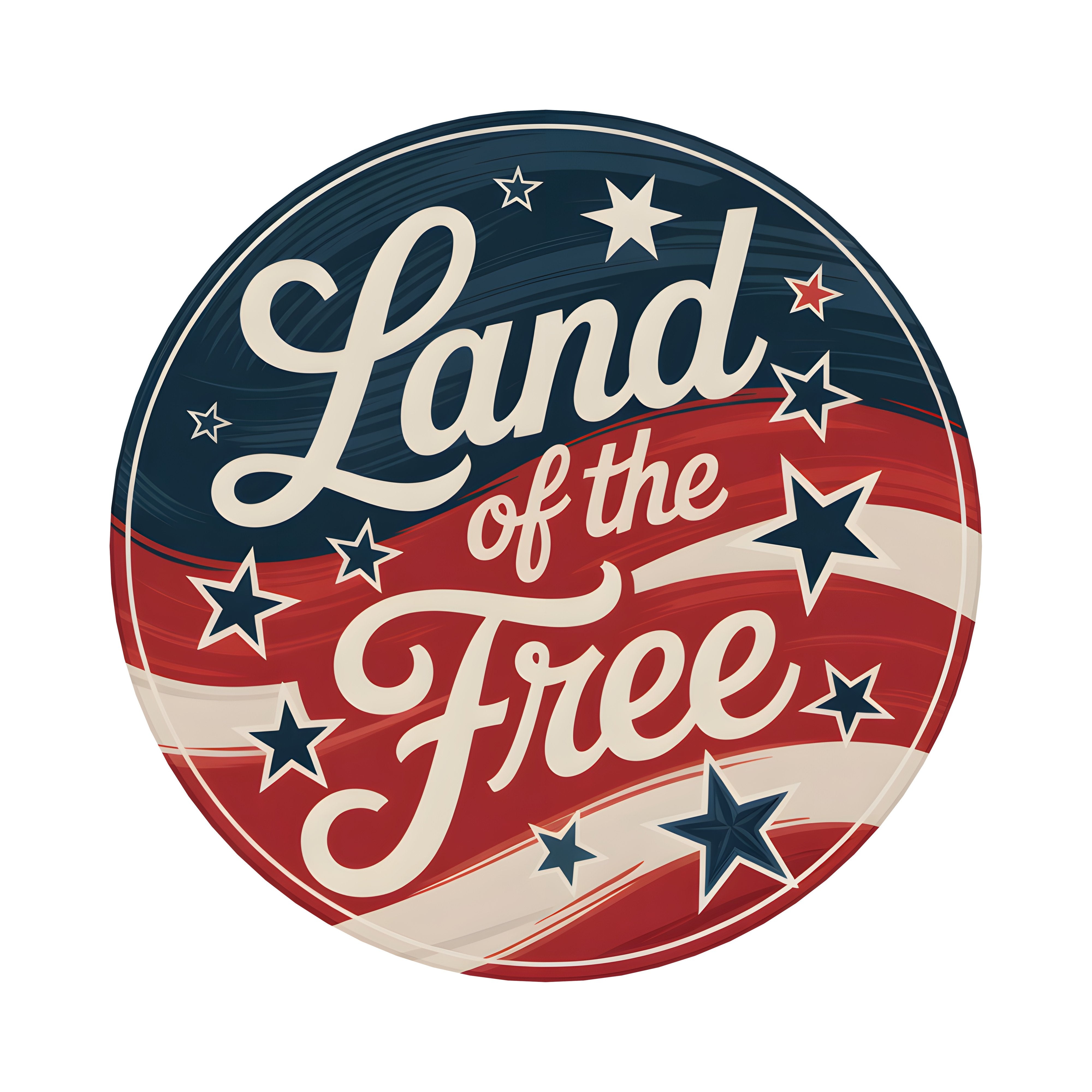 9.4" Round Waterproof Sign: Land of the Free Vintage Item Number: CD1241NH-094
