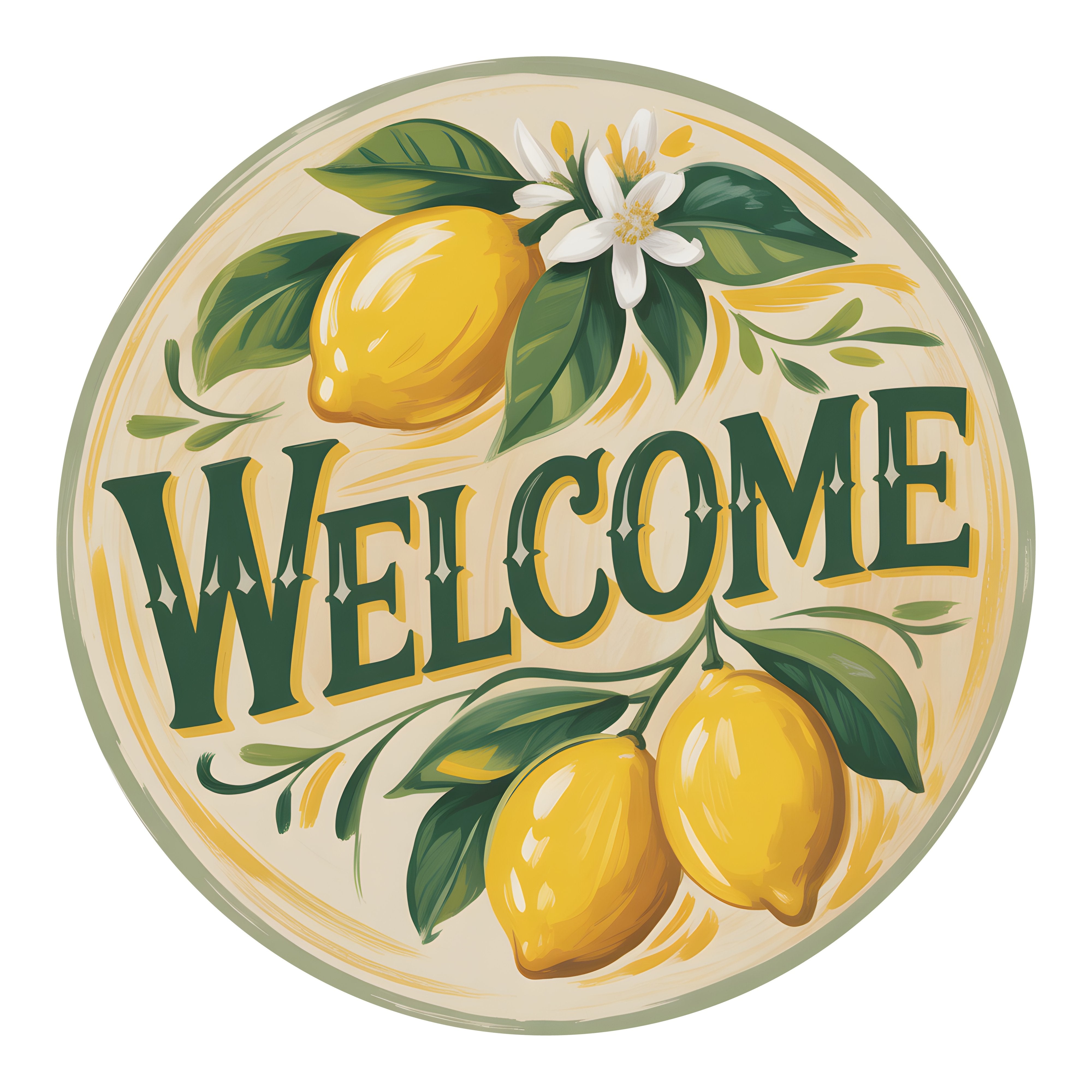 9.4" Round Waterproof Sign: Lemon Branch Welcome Item Number: CD1399NH-094