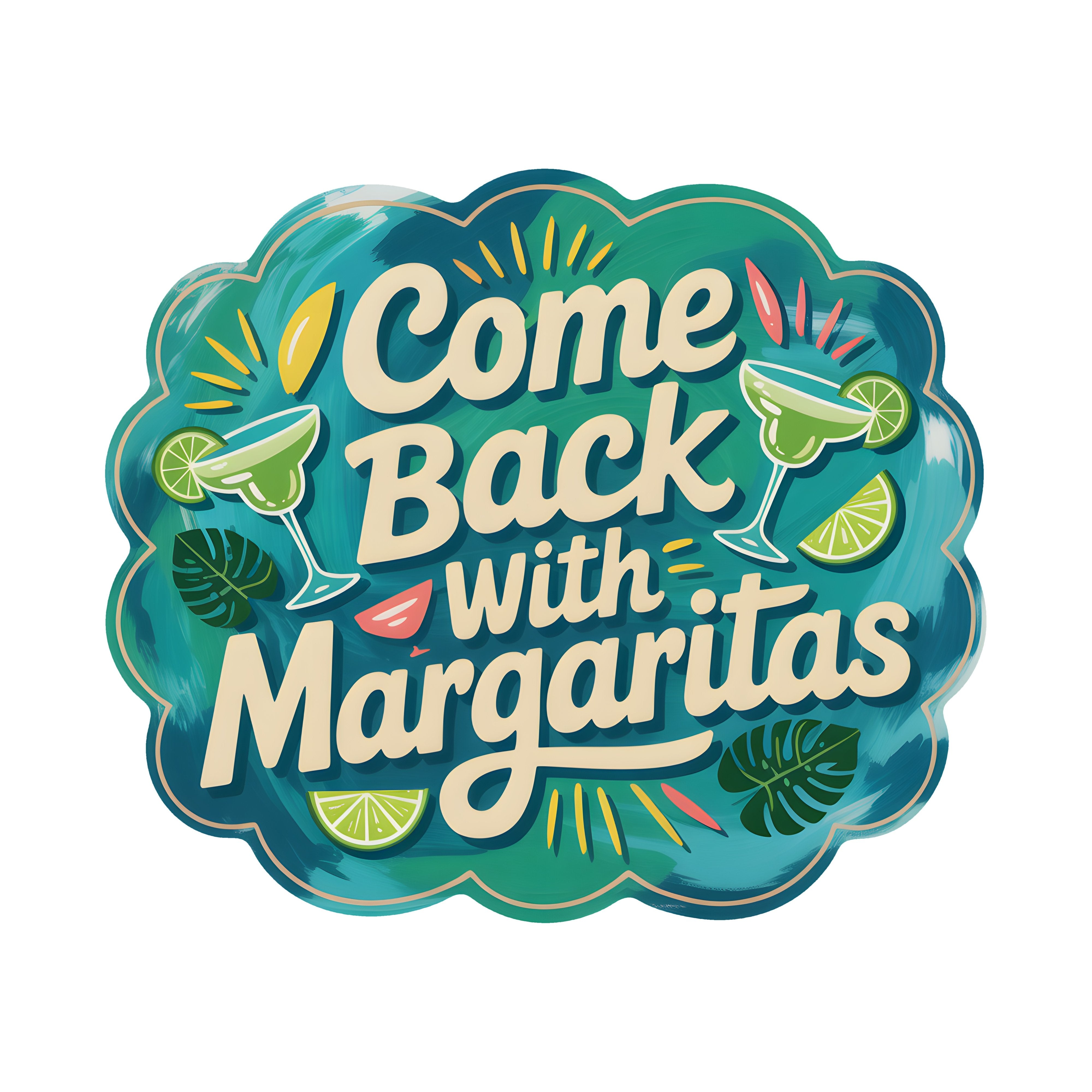 9.4" Scalloped Waterproof Sign: Come Back With Margaritas Item Number: CD1310NH-094
