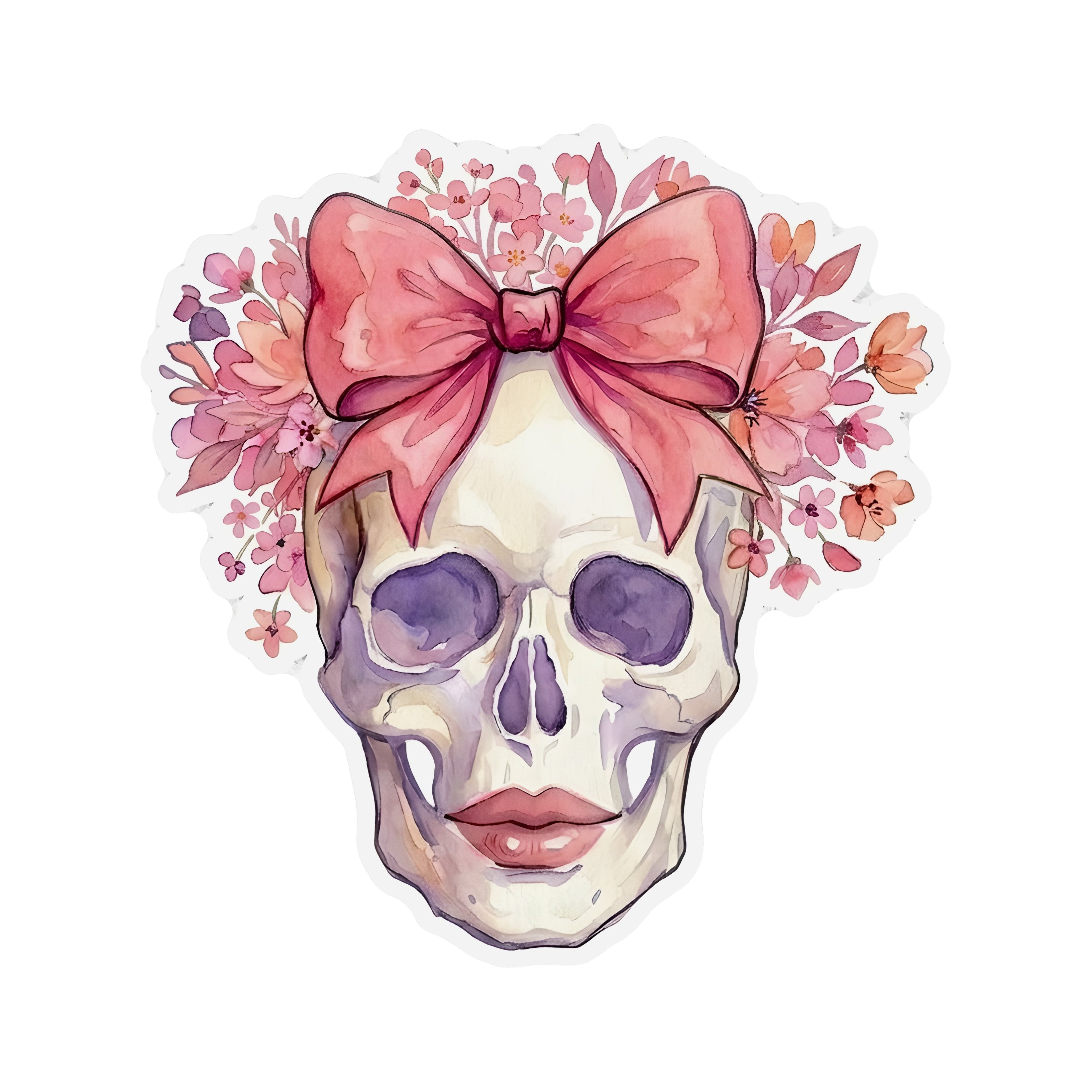 9.4" Waterproof Accent: Floral Skull with Pink Bow Item Number: CD1297NH-094