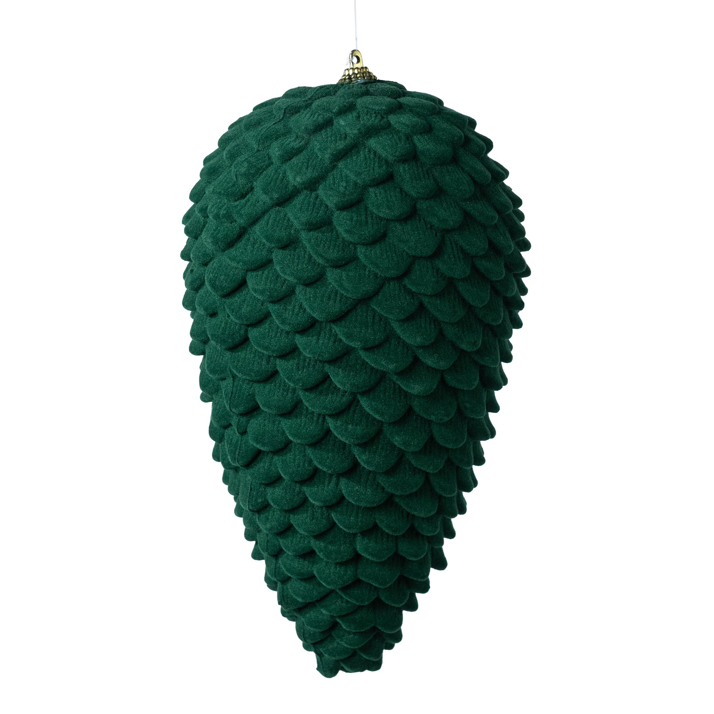 9.5" Flocked Pinecone Ornament: Dark Green Item Number: 32250-DK.GN