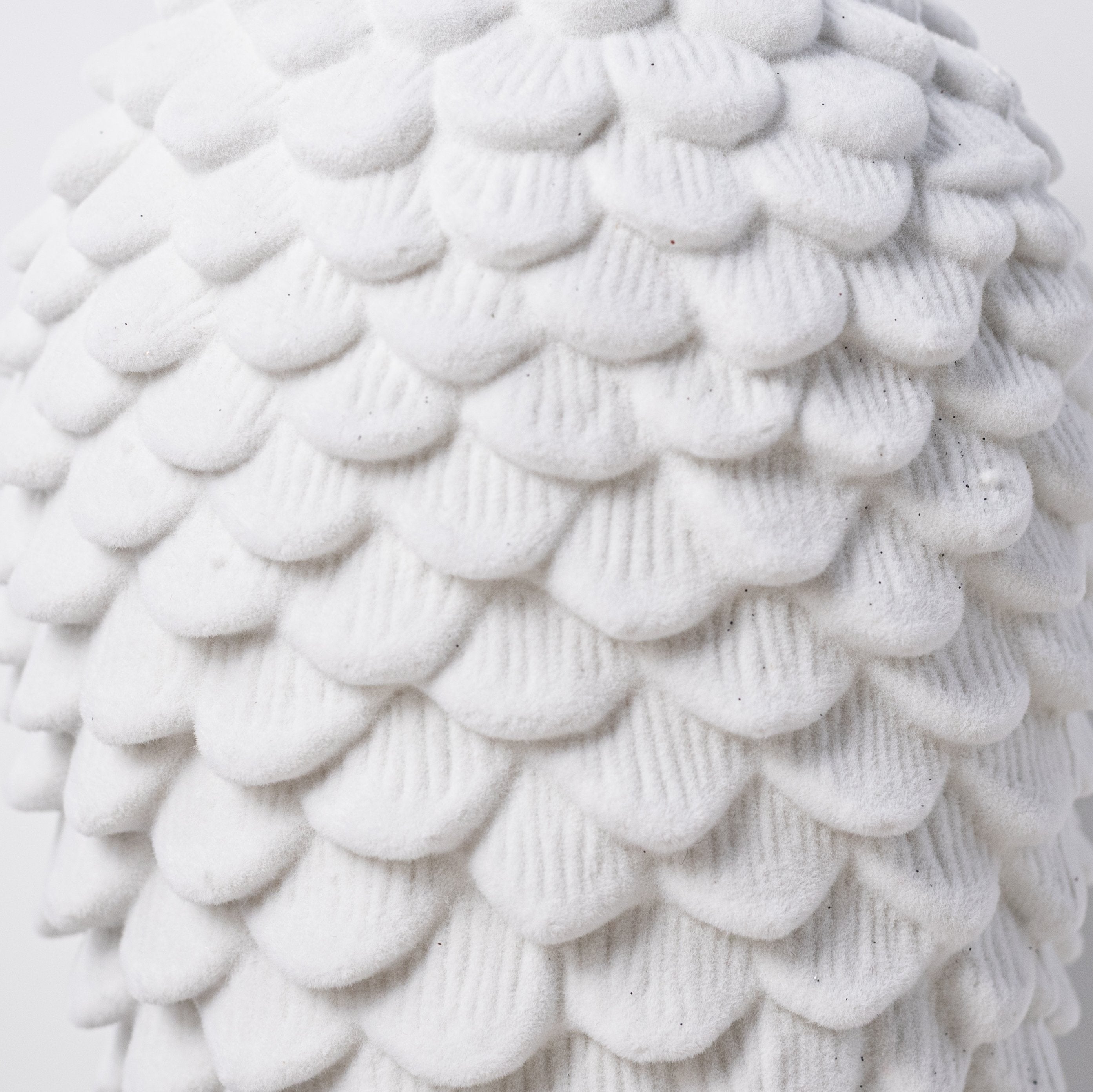 9.5" Flocked Pinecone Ornament: White detail photo 3