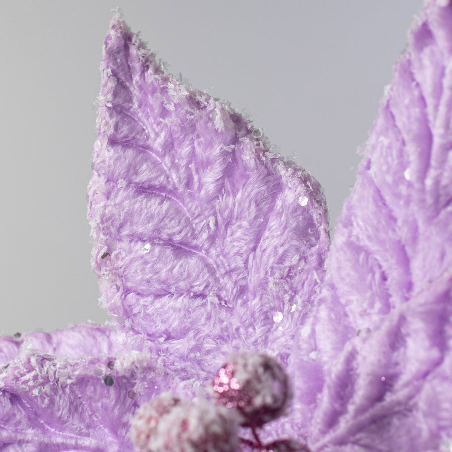 20" Faux Fur Poinsettia Pick: Lavender Purple
