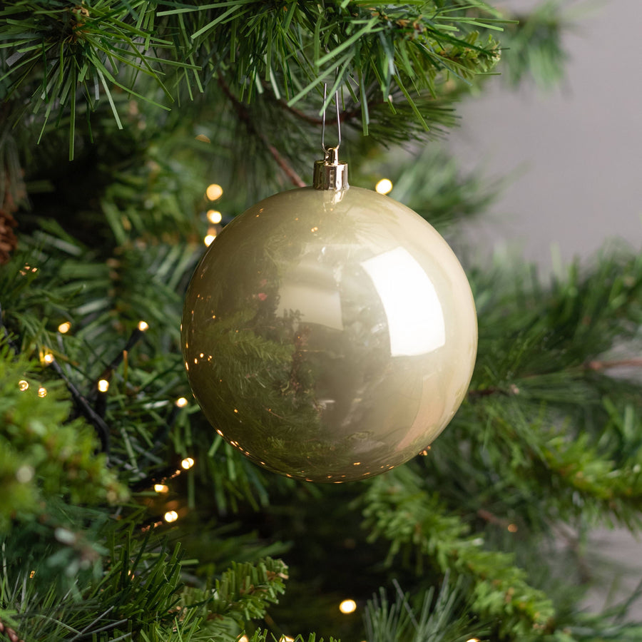 100MM Seamless Plastic Ball Ornament: Pearl Champagne (Set of 4)