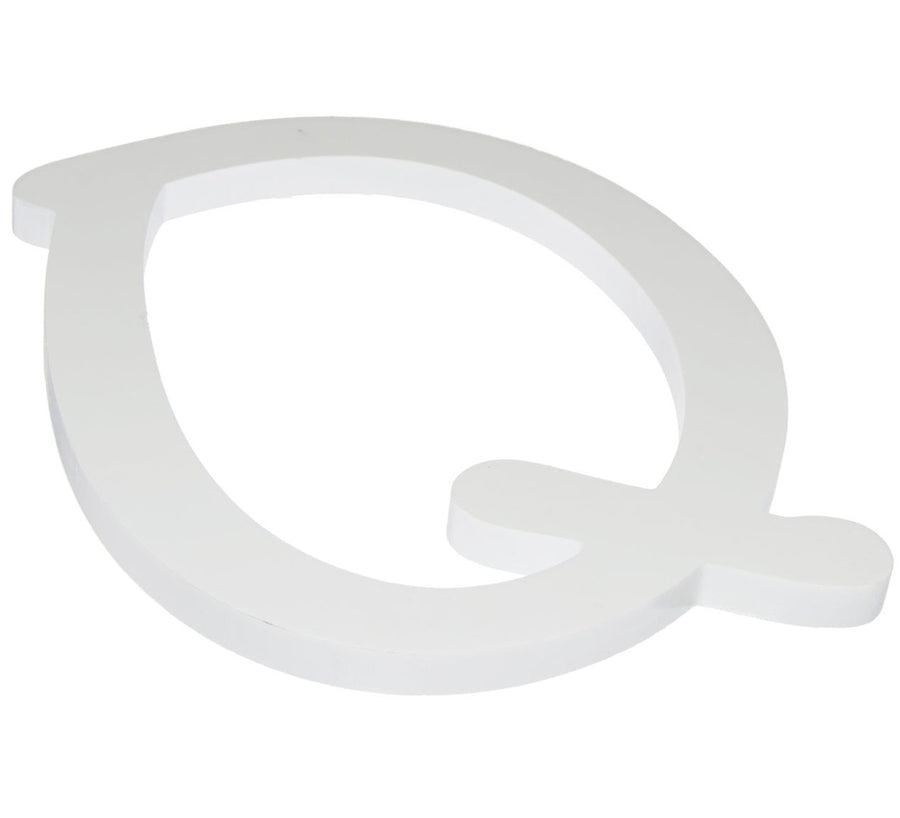 9" White Wood Script Letter: Q