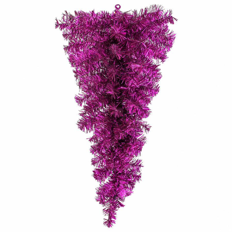 32" Pine Tinsel Teardrop Swag: Metallic Purple