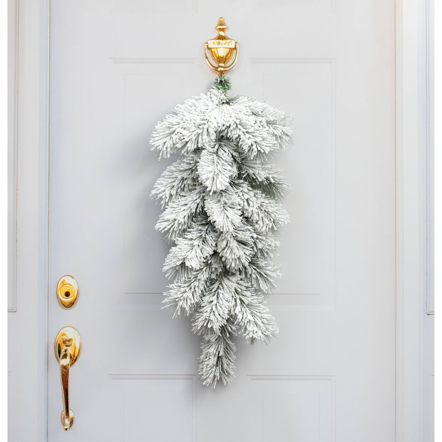 32" Flocked Fairmont Pine Teardrop