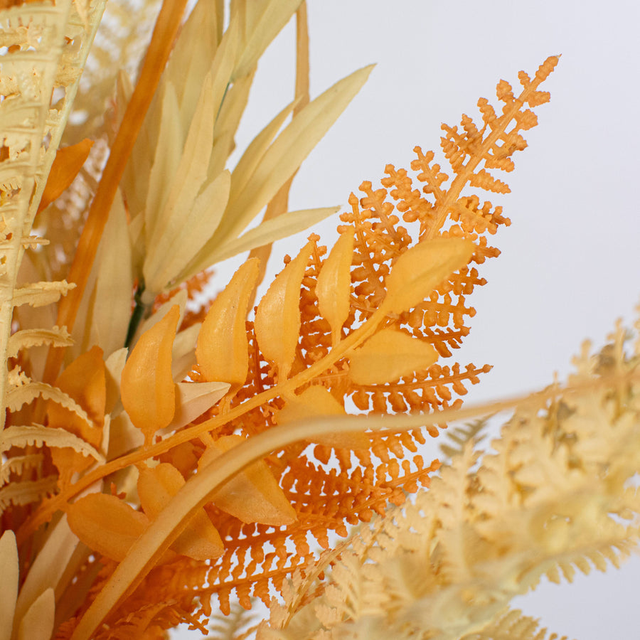 20" Mixed Fern Leaves Bush: Beige