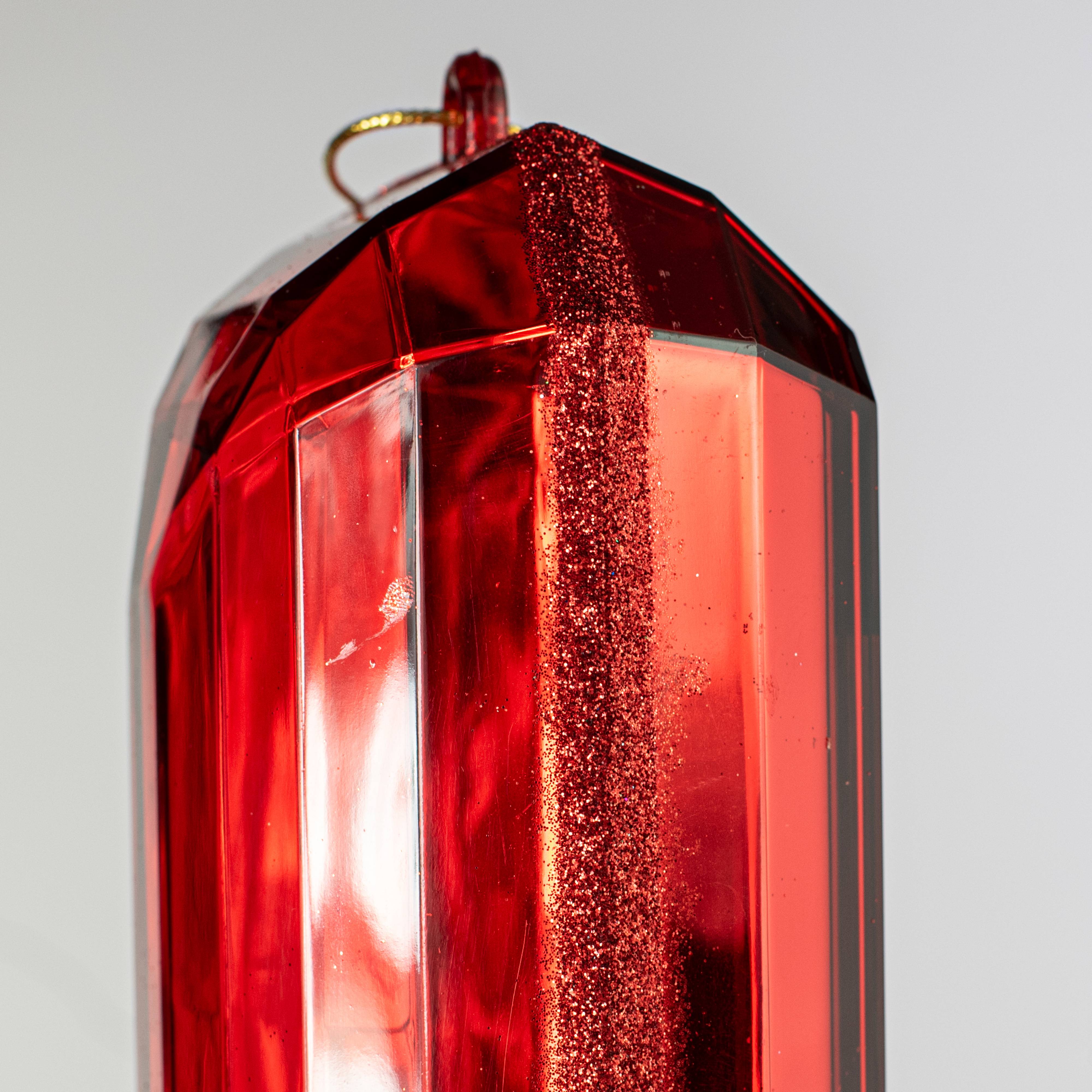 7.75" Tall Jewel Gem Ornament: Red