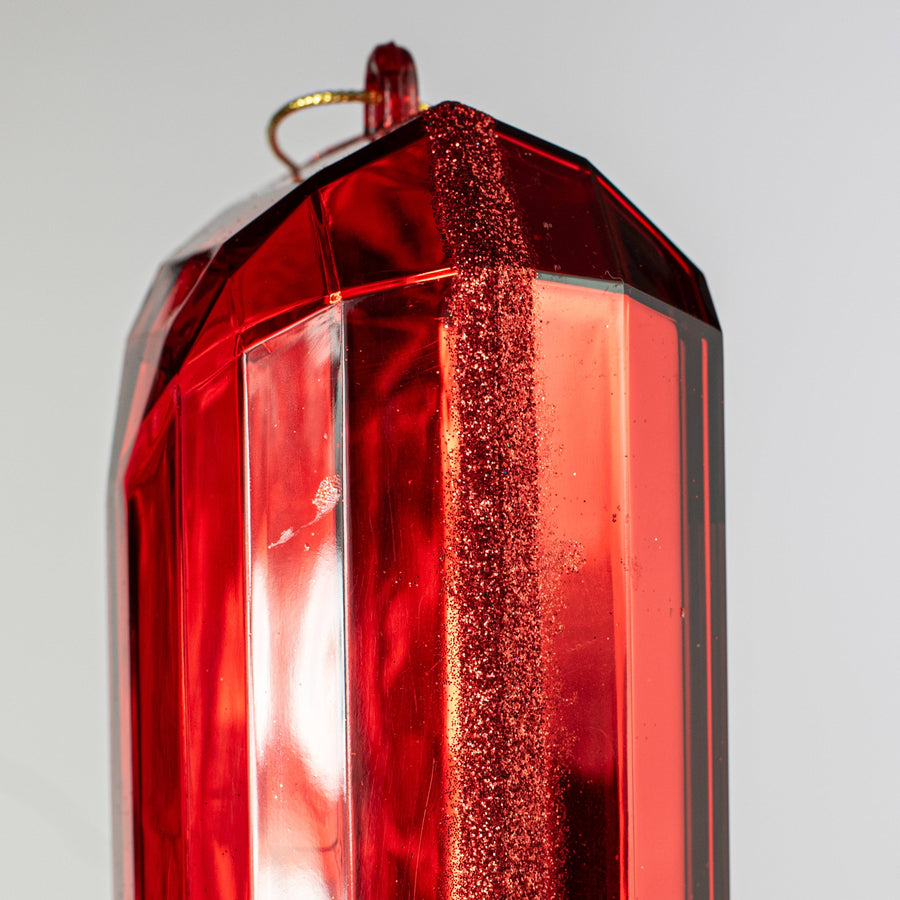 7.75" Tall Jewel Gem Ornament: Red