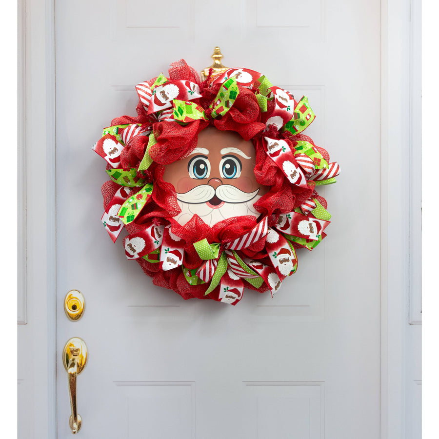 12" Metal Face Sign: Brown Santa