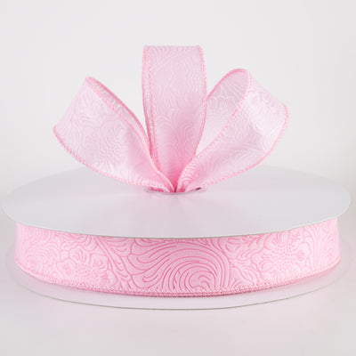 1.5" Embossed Flower Breeze Ribbon: Pink (50 Yards)