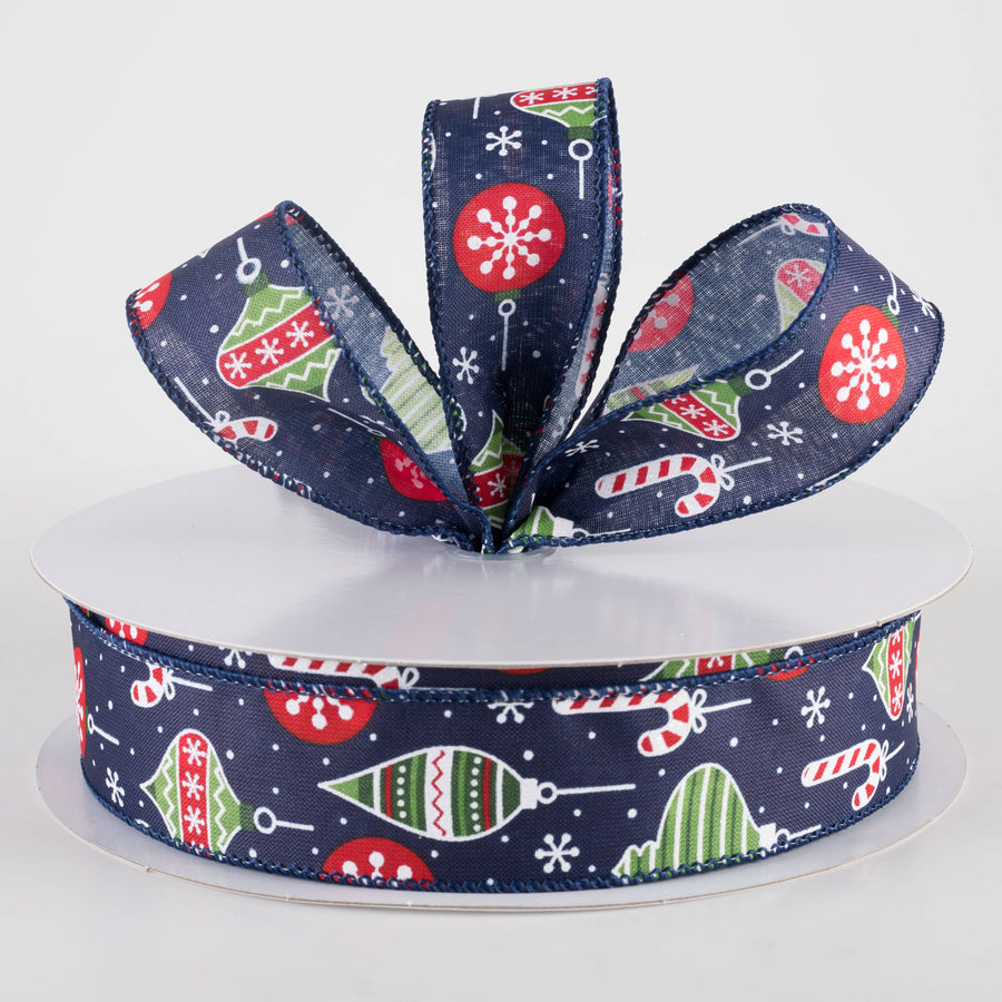 1.5" Hanging Christmas Ornaments Ribbon: Navy (50 Yards)