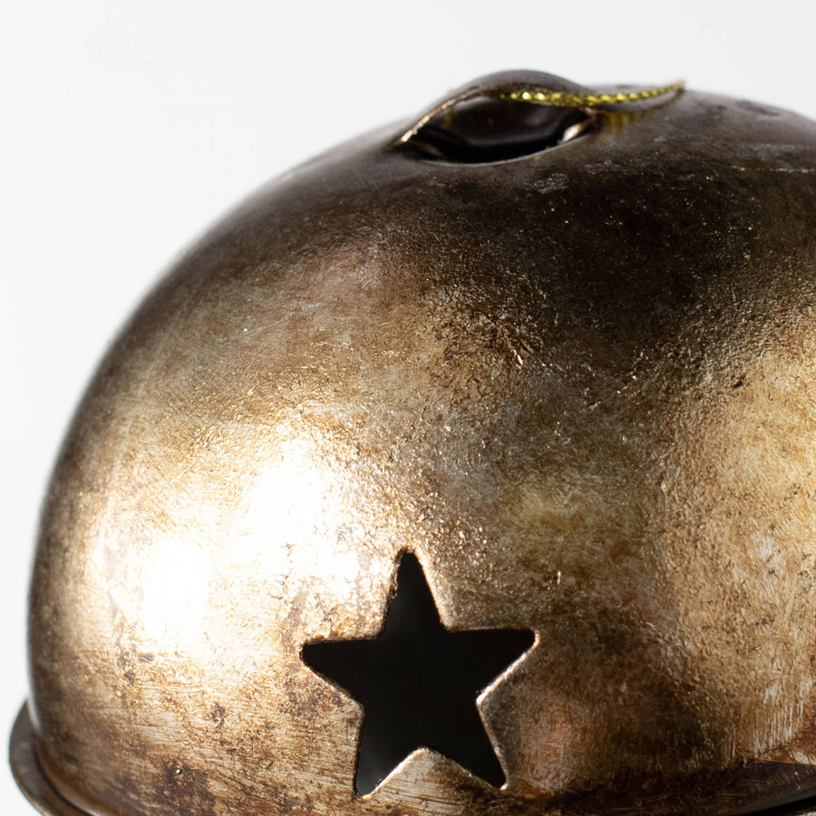 5" Rustic Jingle Bell Ornament: Antique Gold