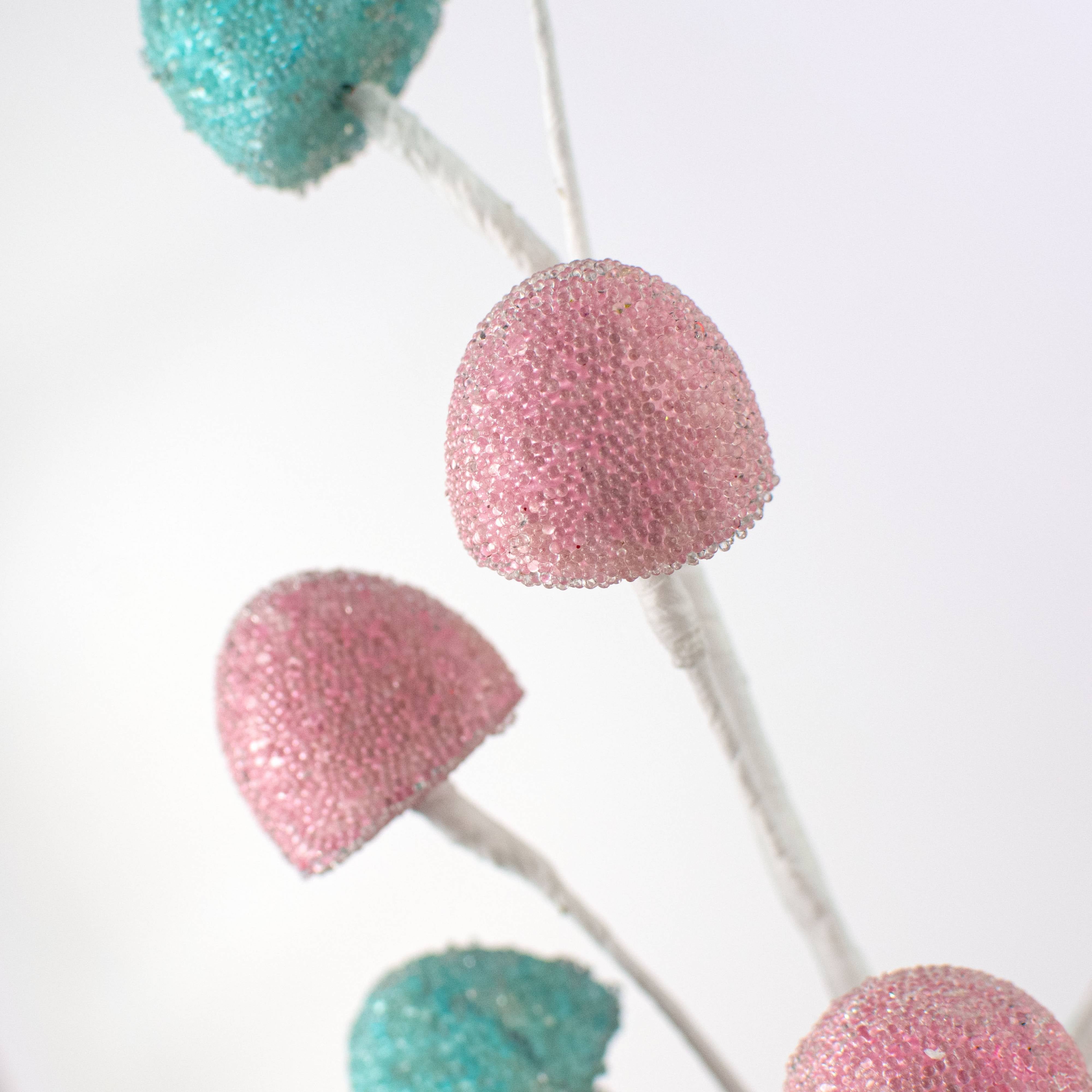 11" Glass Bead Gumdrops Pick: Pink & Blue