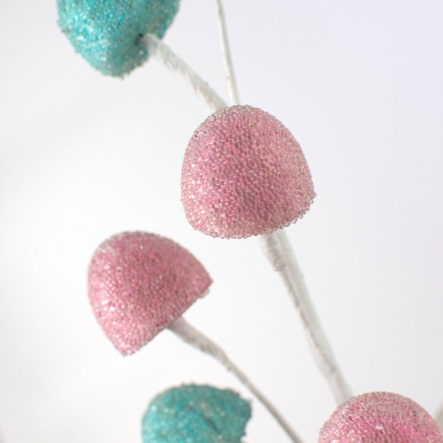 11" Glass Bead Gumdrops Pick: Pink & Blue