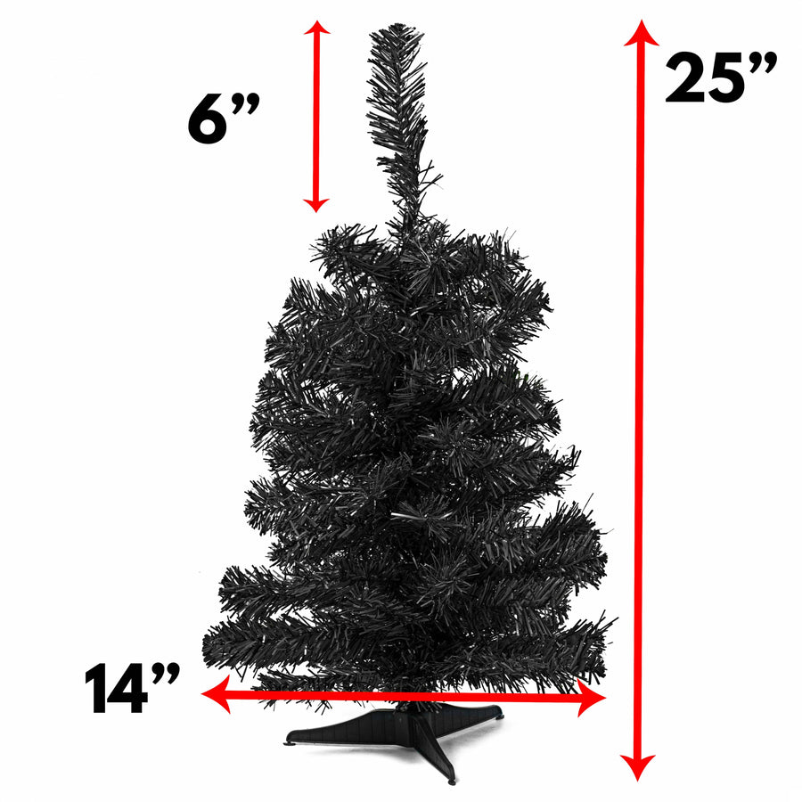 2' Pine Tinsel Tree: Black
