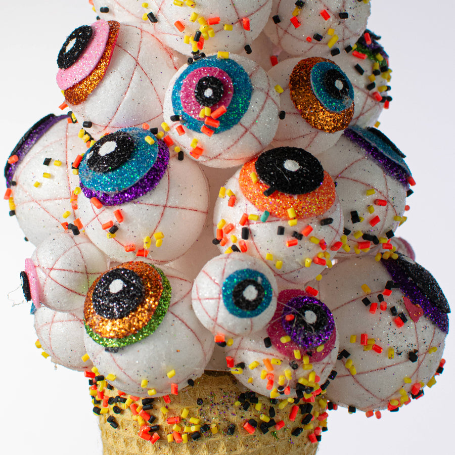 13" EyesCream Ornament: Harlequin Multicolor Eyeballs Ice Cream