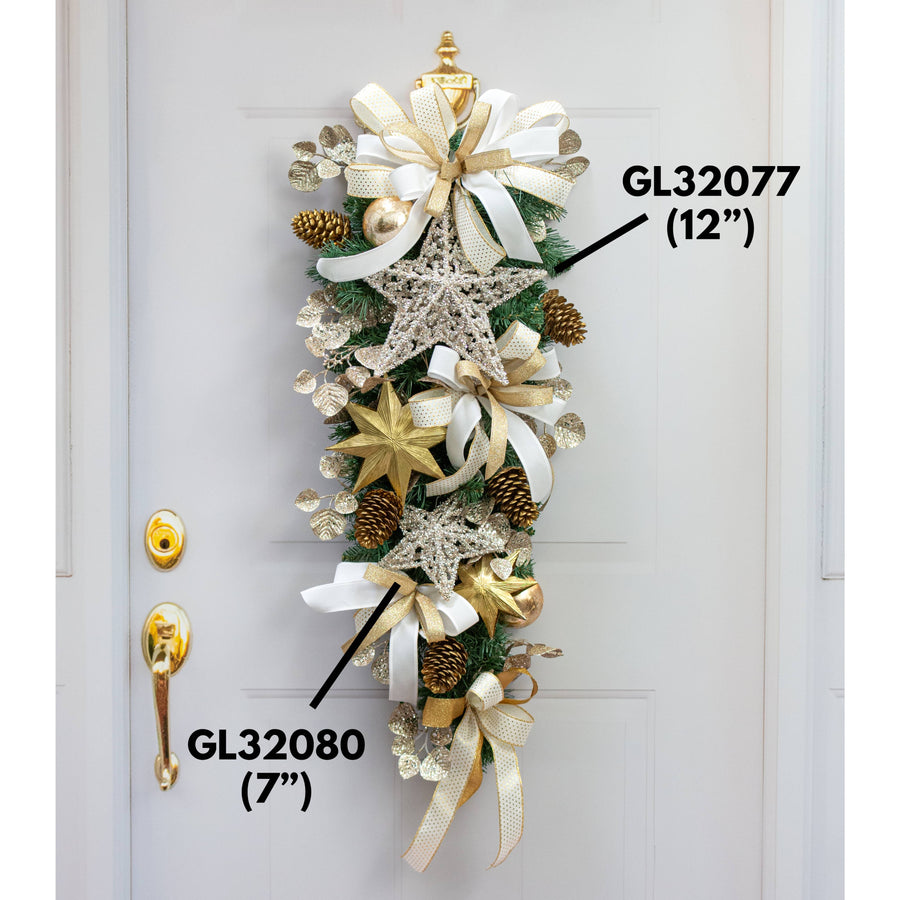 12" Sequined Star Ornament: Champagne Gold