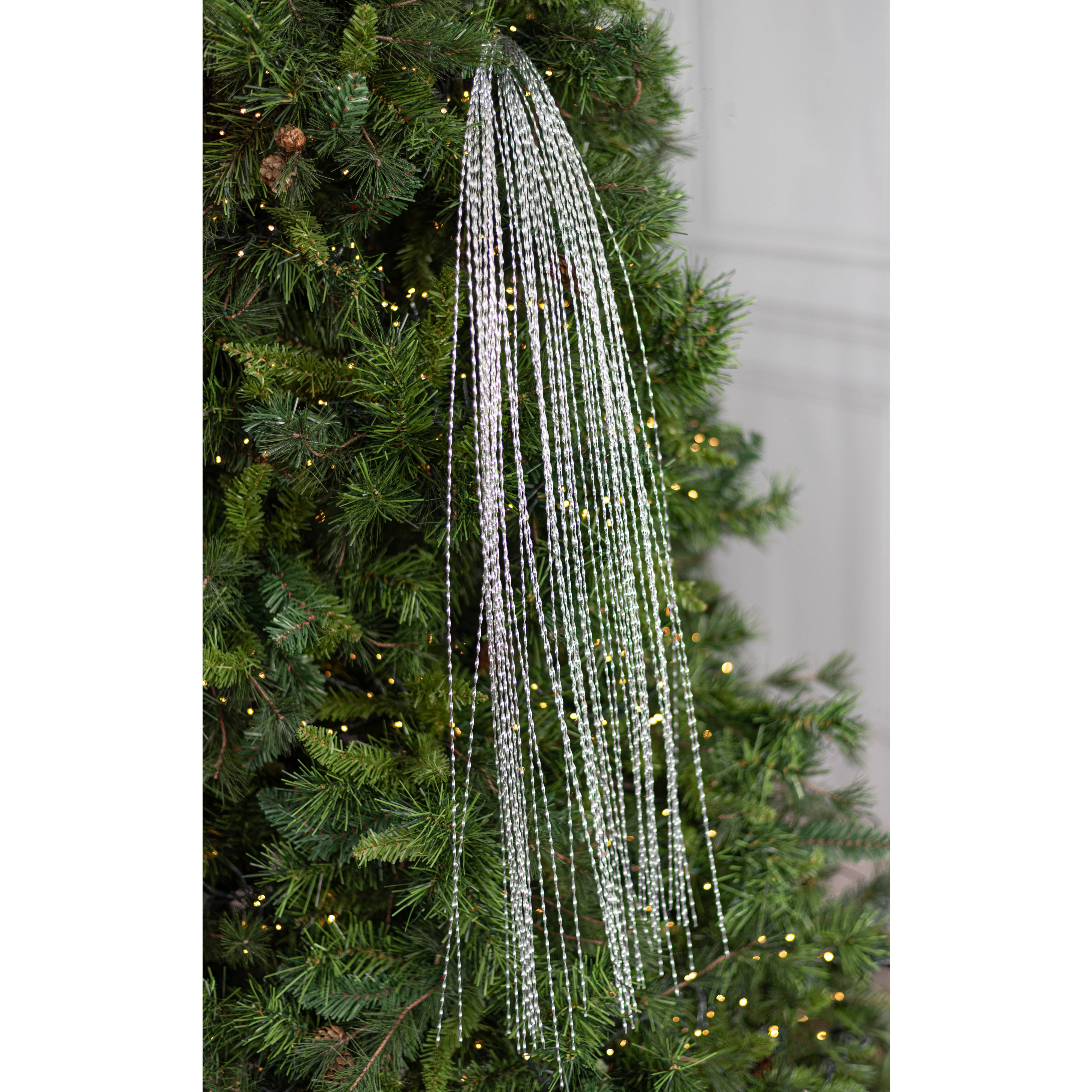 48" Metallic Twisted Grass Spray: Silver